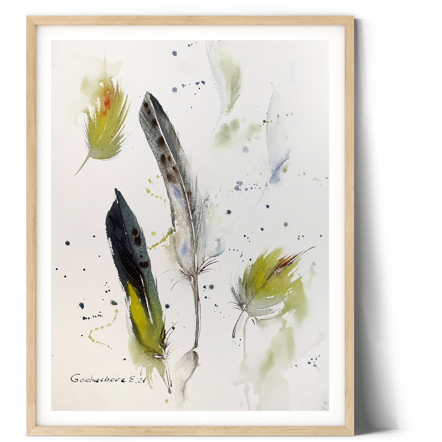Feather Watercolor Painting Original, Tropic Art, Gift Artwork Wall Décor | NOT A PRINT