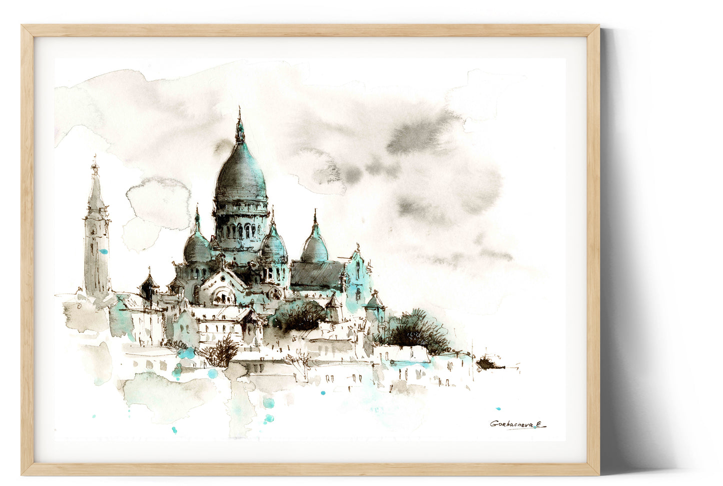 Travel Painting Sketch, Art Prints Set of 2, European City, Paris, Prague, Europa, Architecture Wall Art Decor
