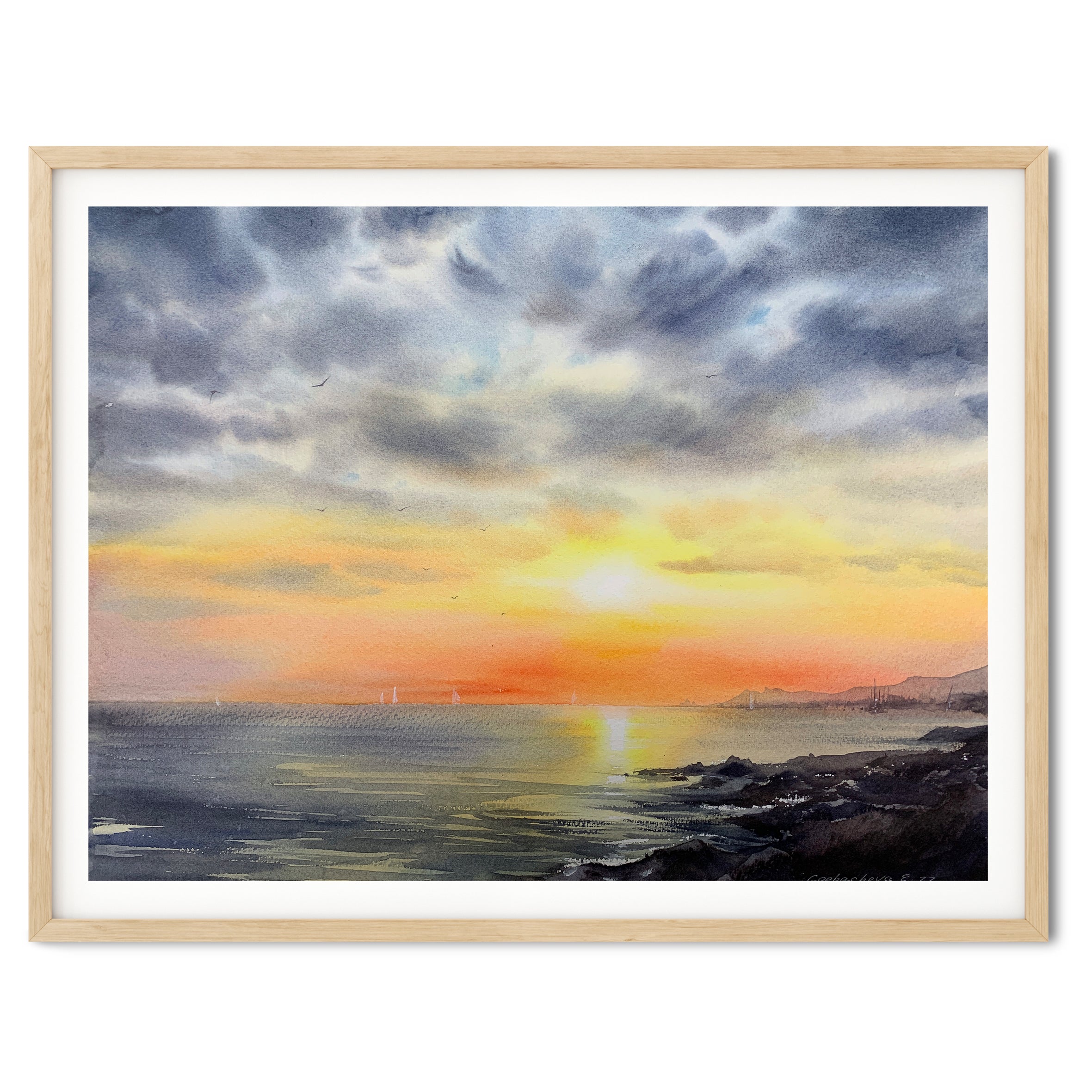 Sunset Ocean #2 - Original Ocean Seascape Painting - Sunset selling Beach Painting