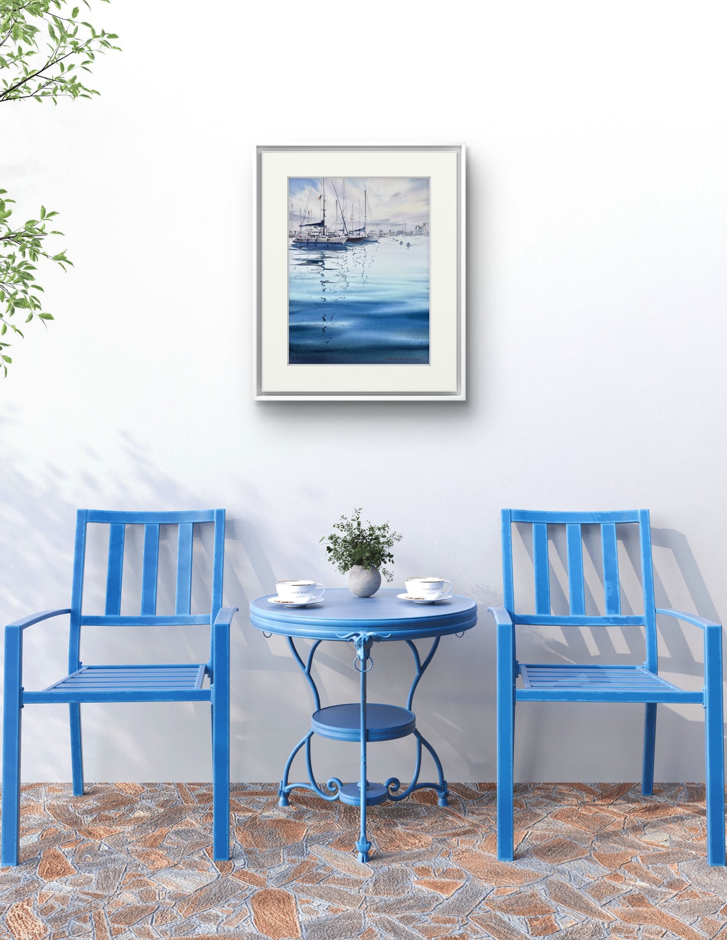 Original Watercolor Painting "Yachts in the Morning Haze" - Nautical Gift