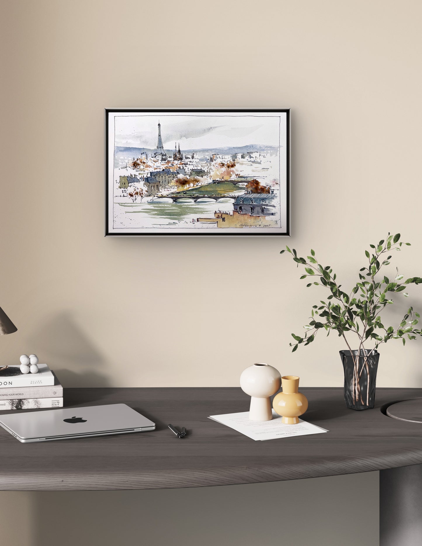 Eiffel Tower Watercolor Painting - Under the Paris Sky