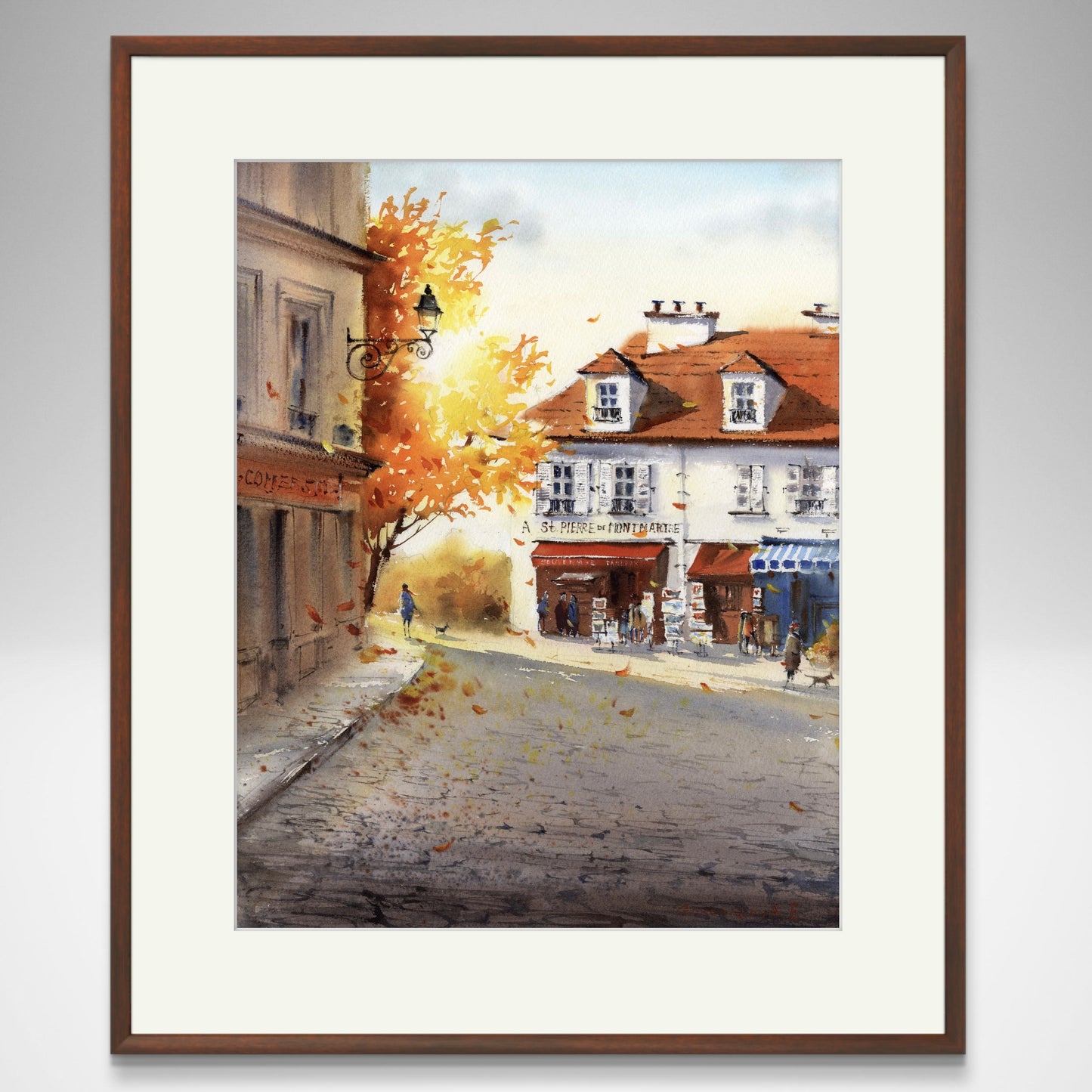 Charming Montmartre Art Print - European Autumn Scene, Wall Decor