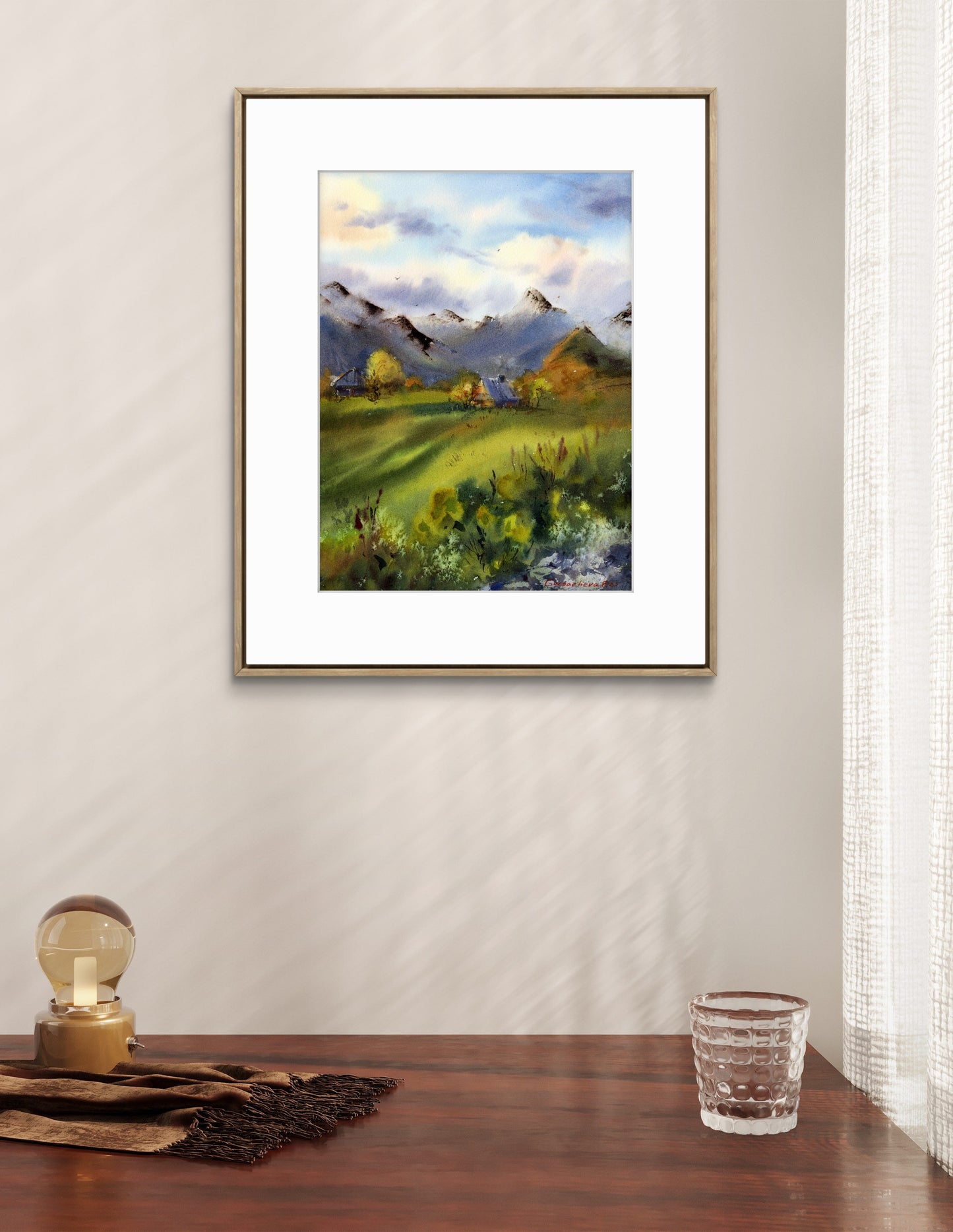Mountain Valley Watercolor Art, Original Landscape Painting, Tatras in Light 9x12 in