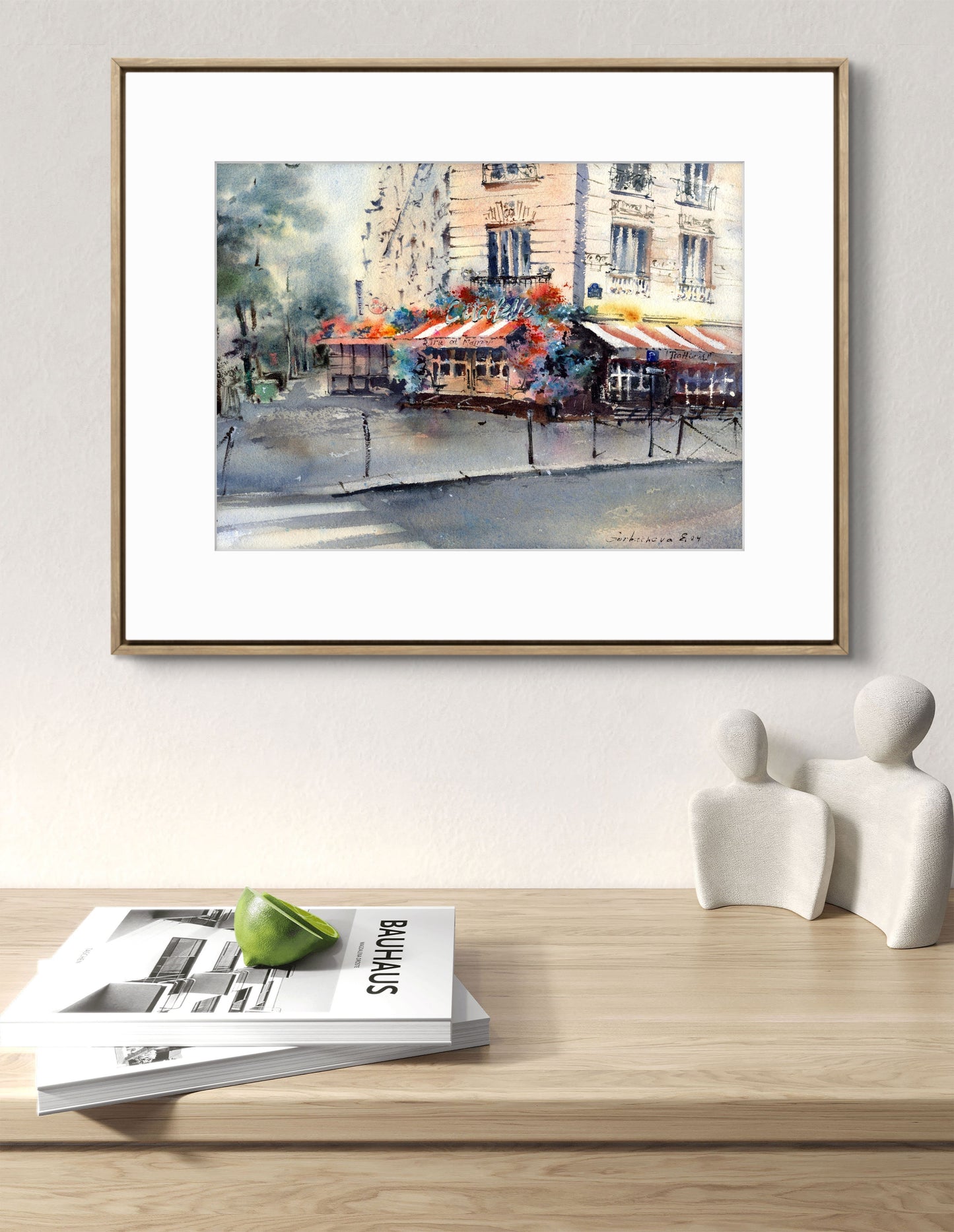 On the streets of Paris #3 - Cafe Watercolor Painting Original, Beautiful Paris Streets Scene, Ideal for Home Wall Art