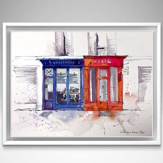 Original Paris Storefront Watercolor | French Urban Sketch Art |Shades of Paris 9x12