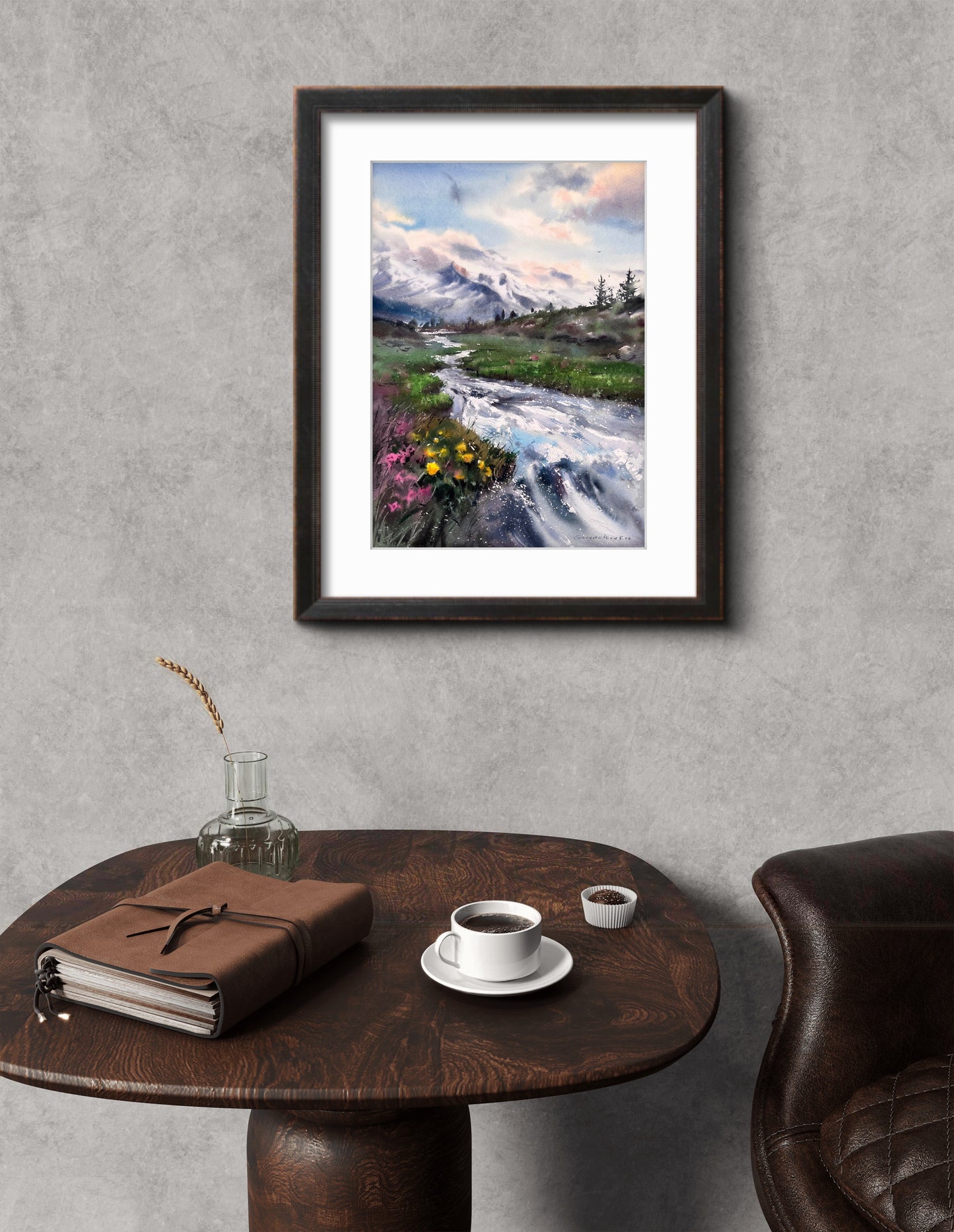 Original Watercolor Landscape, Mountain Stream Watercolor Painting, Mountain river #44 11x16