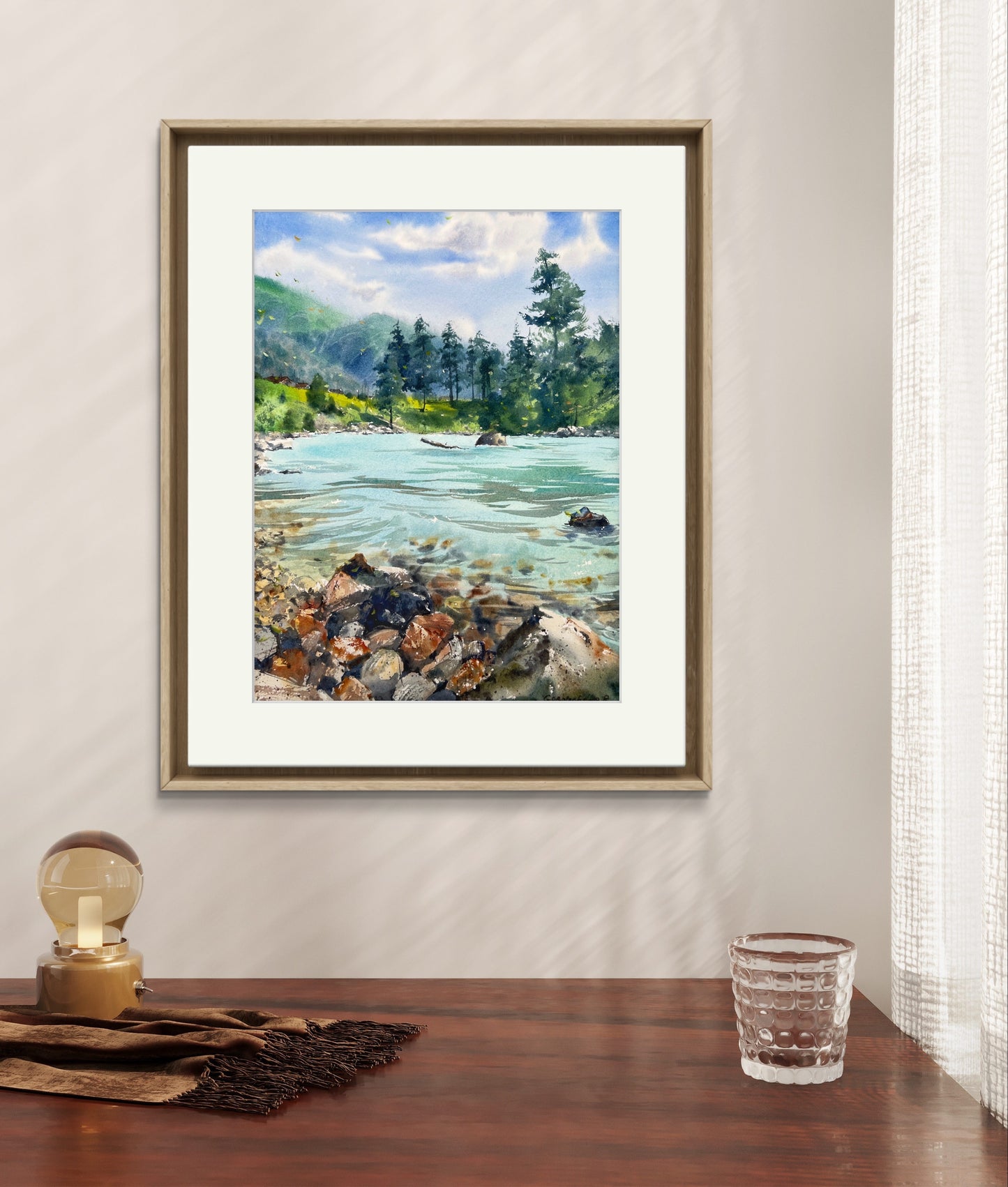 Contemporary Mountain River Painting | Original Watercolor - Arkhyz, Mountain river #2
