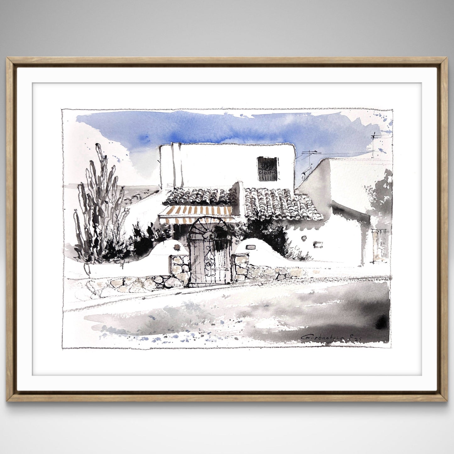 Original Spanish House Watercolor Painting | Spanish Noon 9x12 in