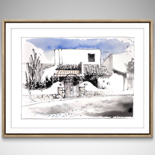 Original Spanish House Watercolor Painting | Spanish Noon 9x12 in