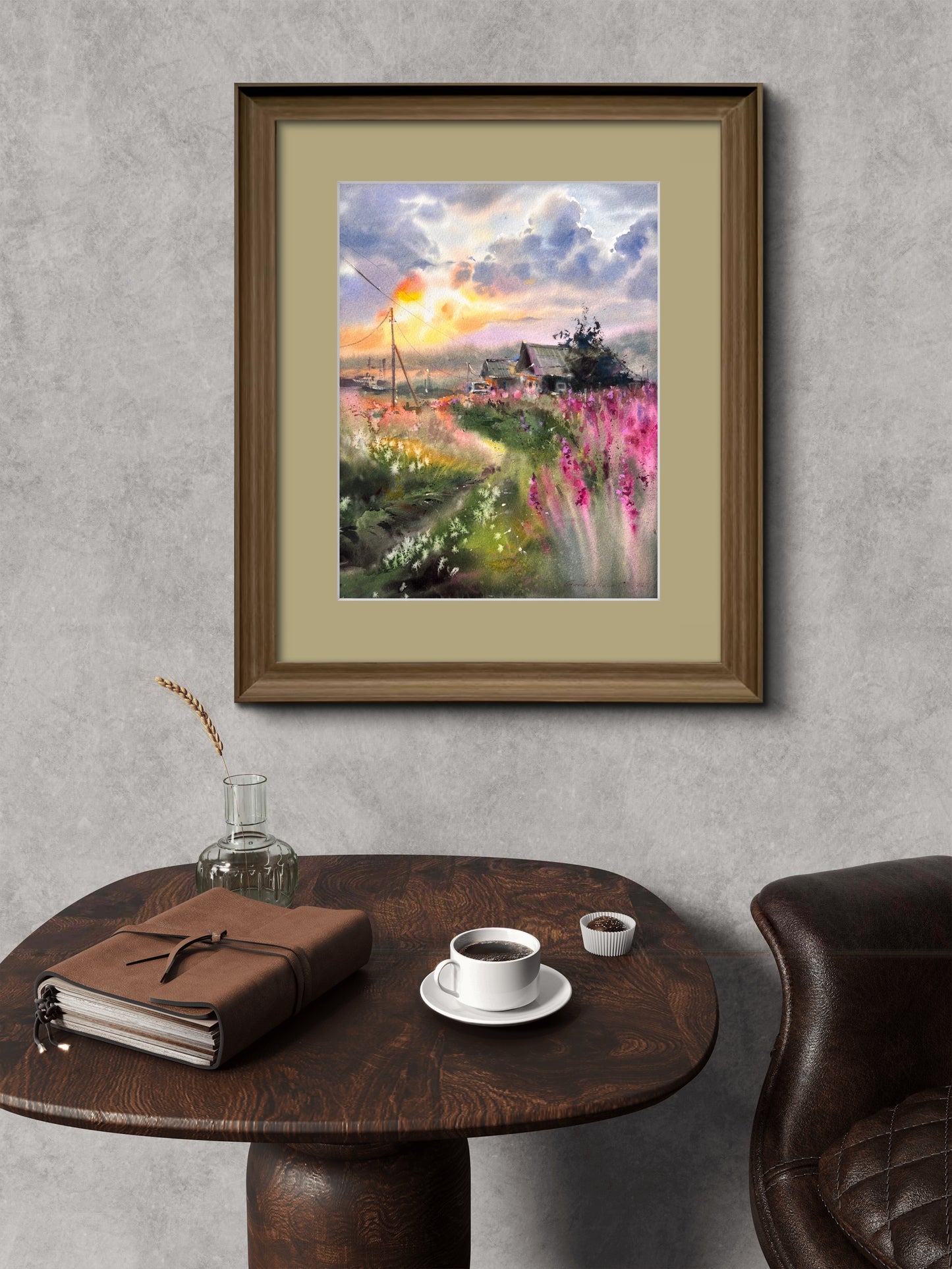 Original Murmansk Region Watercolor Painting | Arctic Wildflower Landscape |Where Fireweed Blooms 12x16