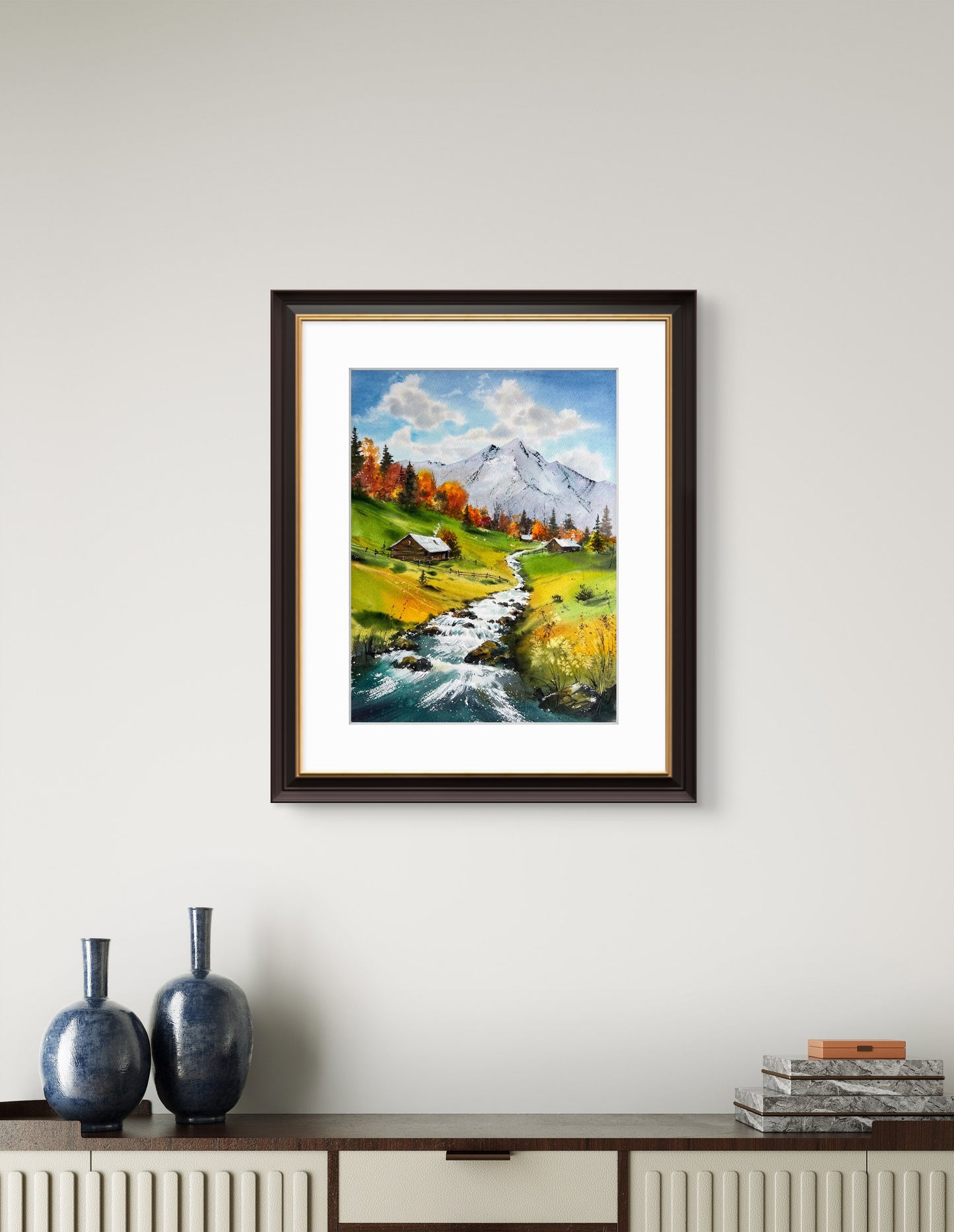 Mountain River #42 - Vibrant Fall River Original Painting - Nature Watercolor Artwork