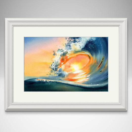 Solar whirlpool #3 - Painting, Small Ocean Wave Watercolor, Perfect Coastal Wall Art for Home Decor