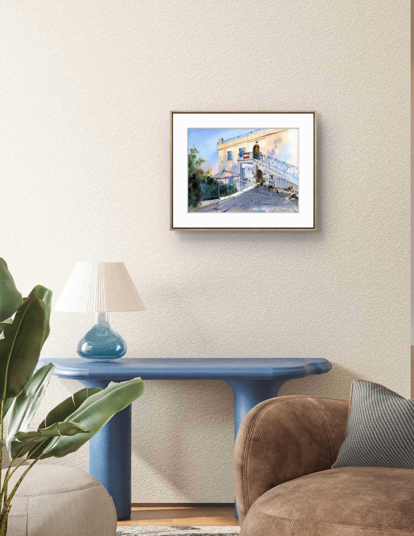 Original Cyprus Watercolor Painting | Cypriot House Architecture Art |Cyprus Afternoon 12x16 in