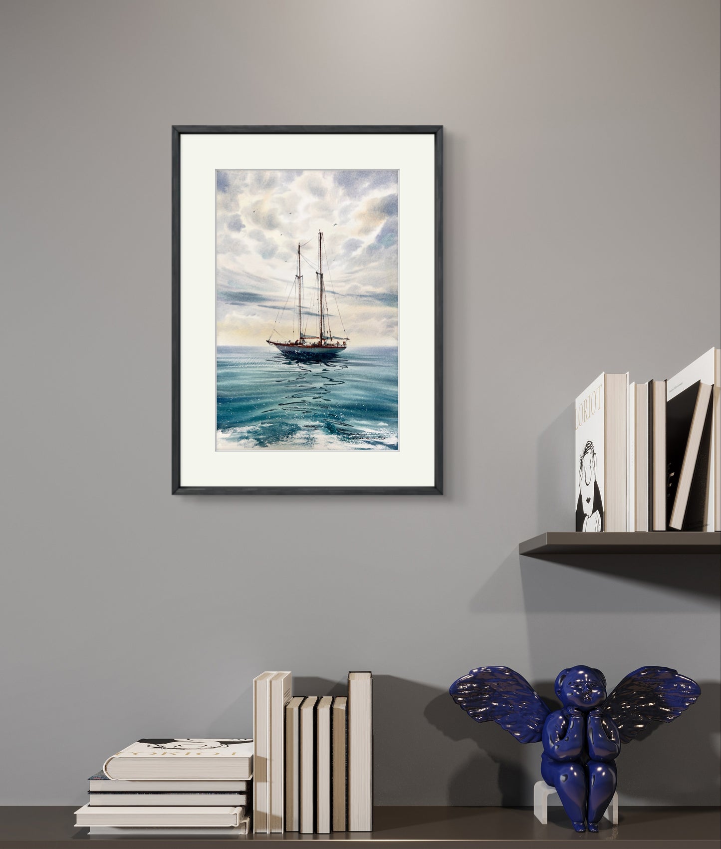 Yacht Trip Inspired Wall Art - Original Sailboat Painting 8x12 in