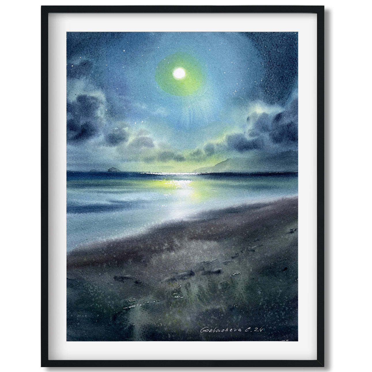 Nautical Wall Art 'In the Moonlight #8' Hand-Painted Seascape, 9x12 Ocean Scene for Coastal Decor, Art Collectors Gift Idea