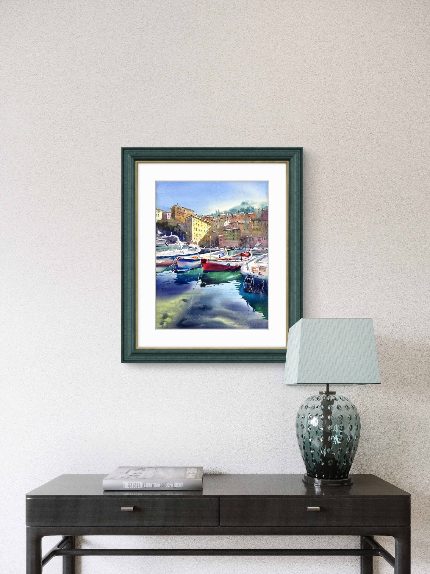 Original Camogli Italy Watercolor Painting | Italian Harbor Seascape | Morning in Camogli #2 12x16