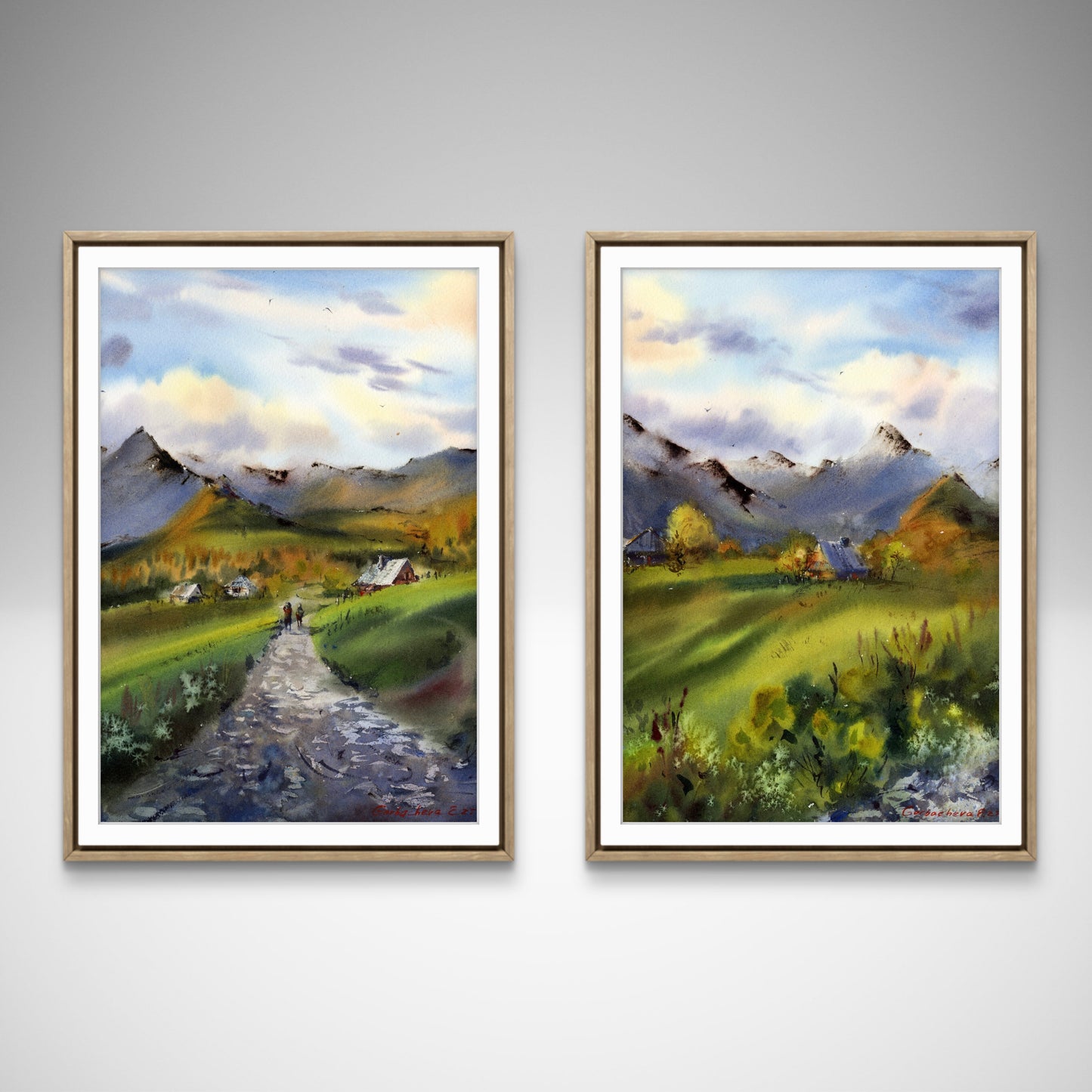 Mountain Valley Watercolor Art, Original Landscape Painting, Tatras in Light 9x12 in