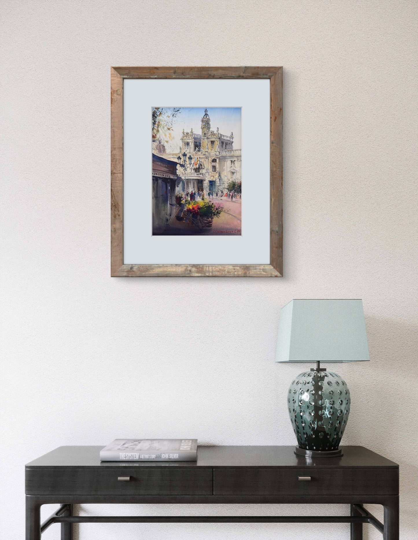 Original Valencia City Hall Painting, Ayuntamiento Spain Watercolor Art, Ayuntamiento Sun 11х15