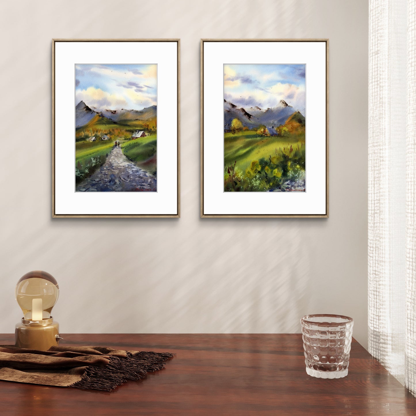 Mountain Valley Watercolor Art, Original Landscape Painting, Tatras in Light 9x12 in