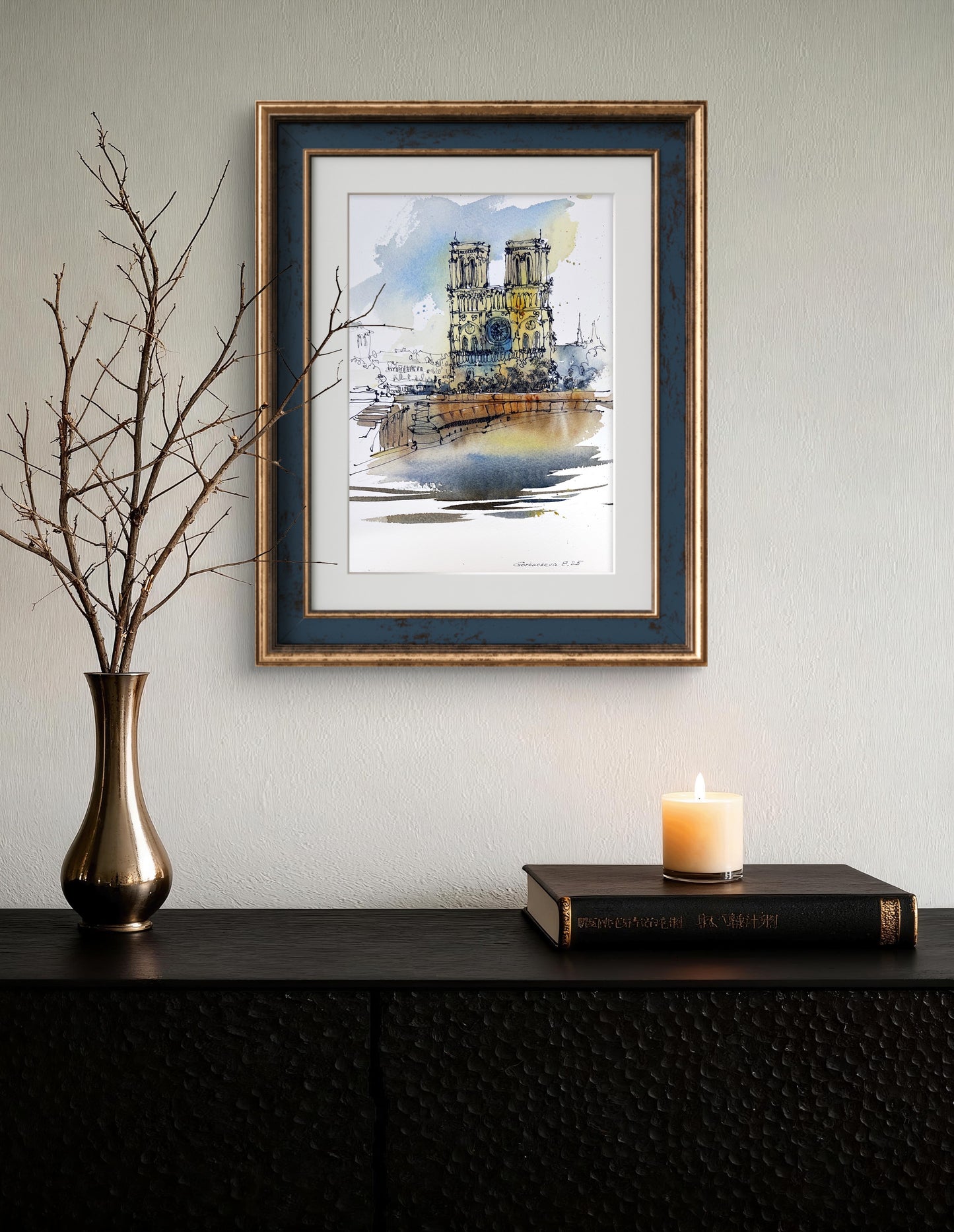 Small Original Watercolor Painting: Timeless Notre Dame de Paris