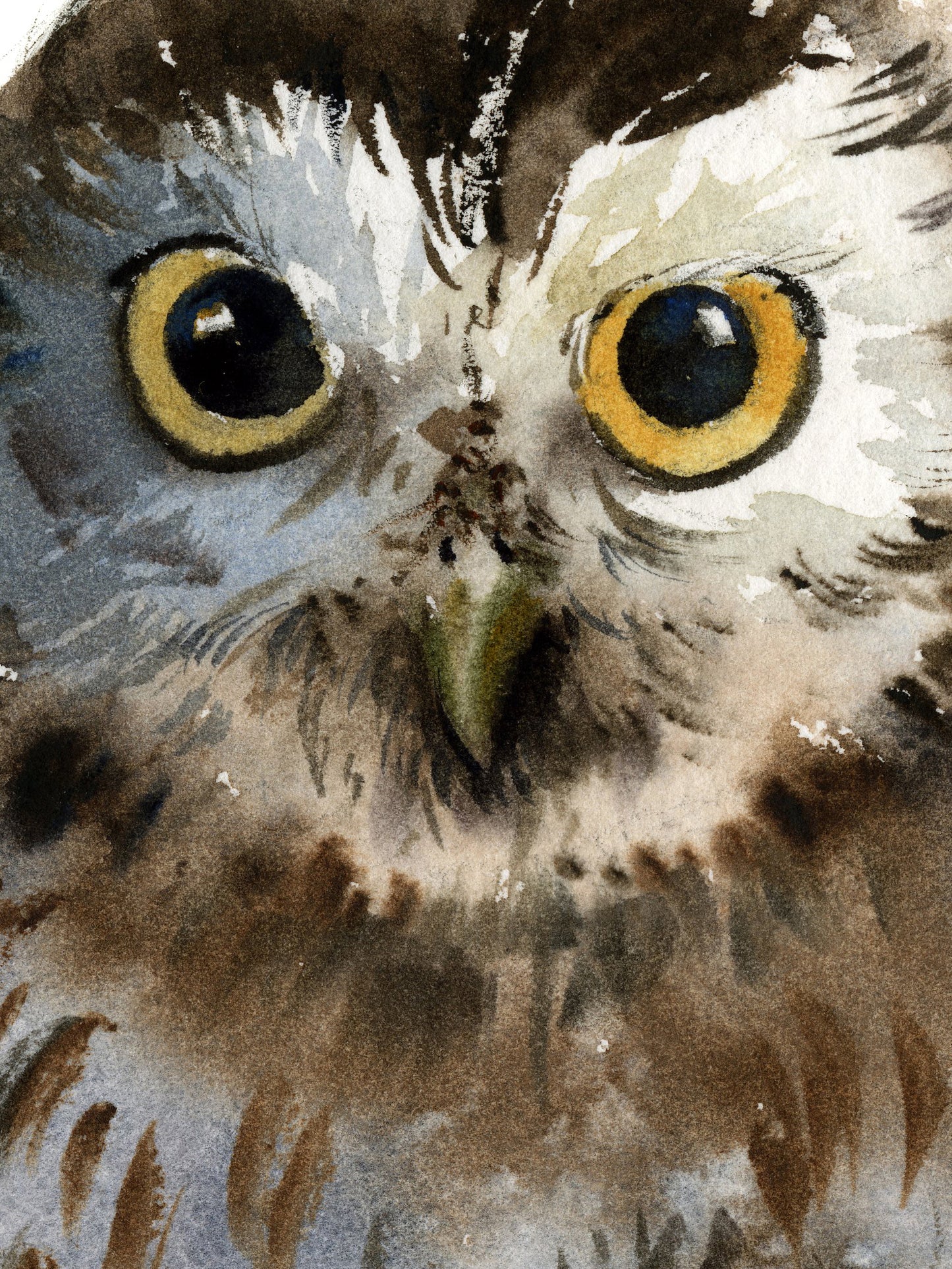 Whimsical Owl Painting Print - Museum-Quality Art Paper and Canvas Options