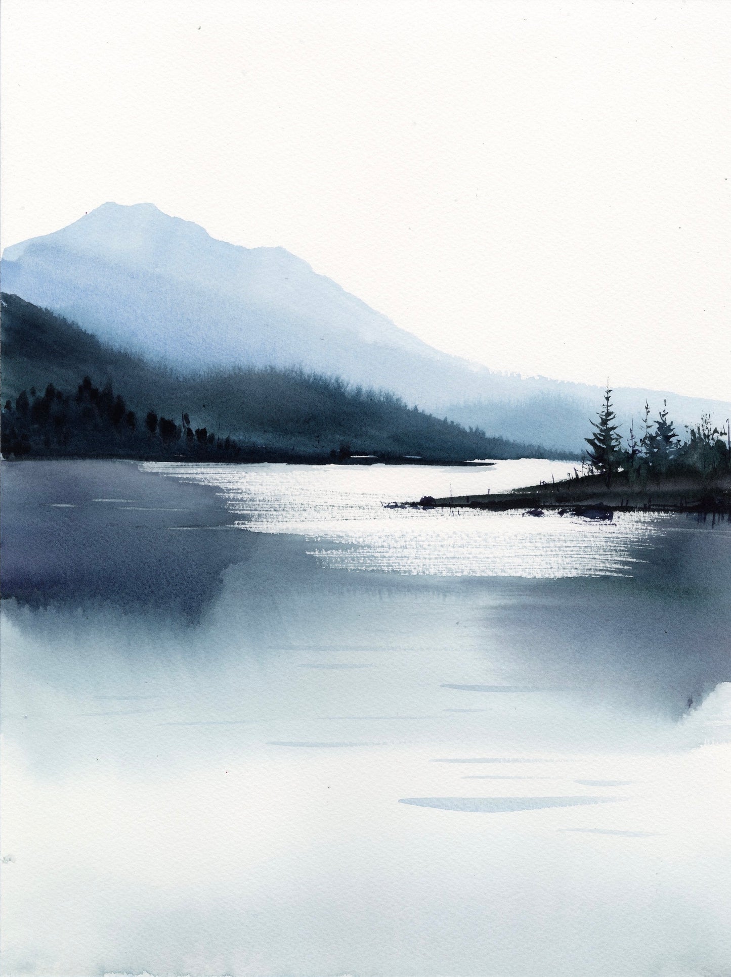 Monochrome Landscape #1 - Original watercolor painting