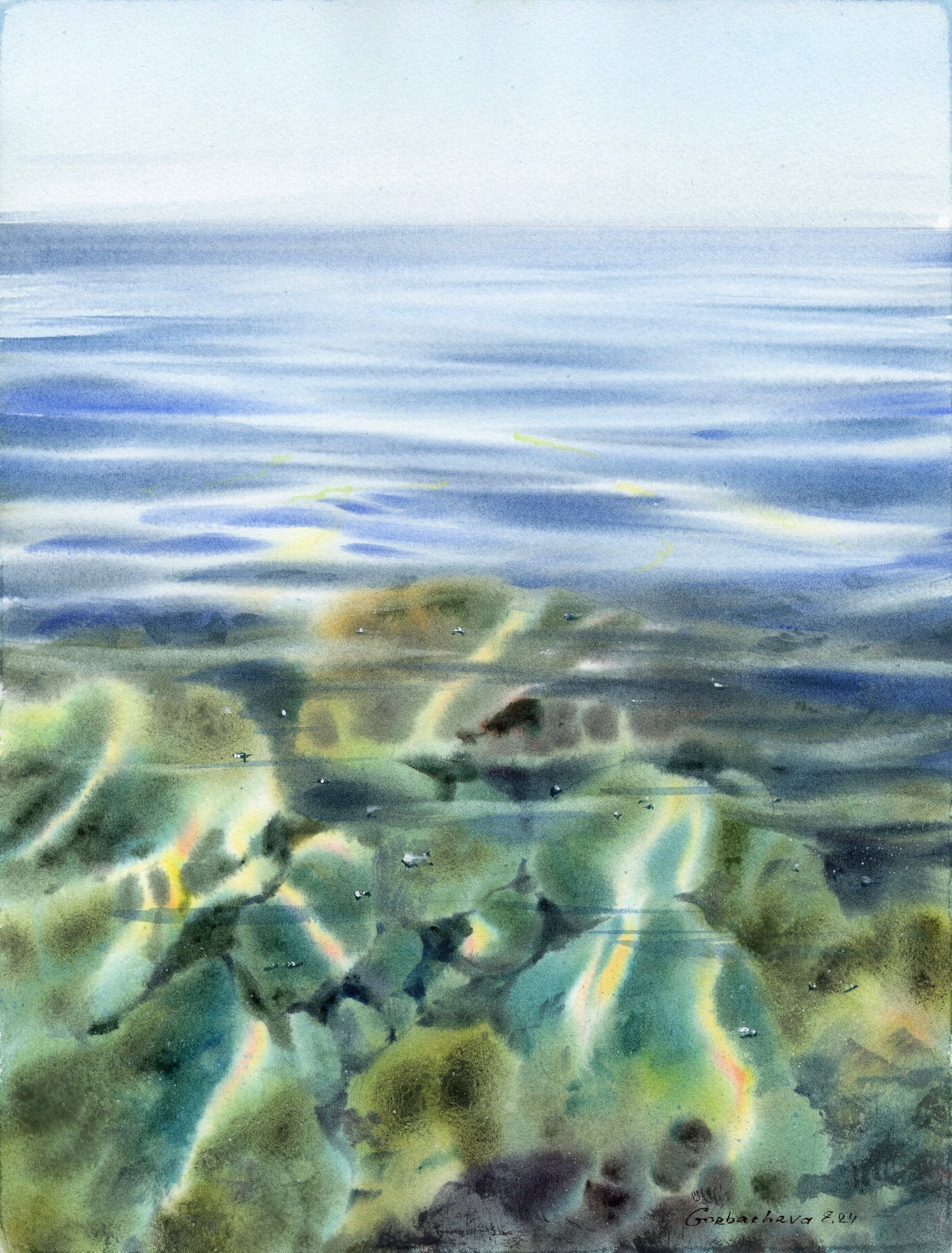 Sea and stones #5 - Underwater Artwork - Coastal Decor, Ocean Original Painting