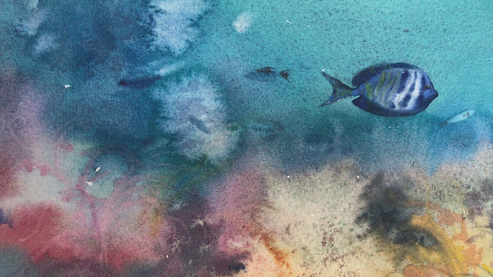 Fish watercolor original painting seabed art tropical buy home decor marine wall art exotic ocean wall decor nautical wall decor ready to hang