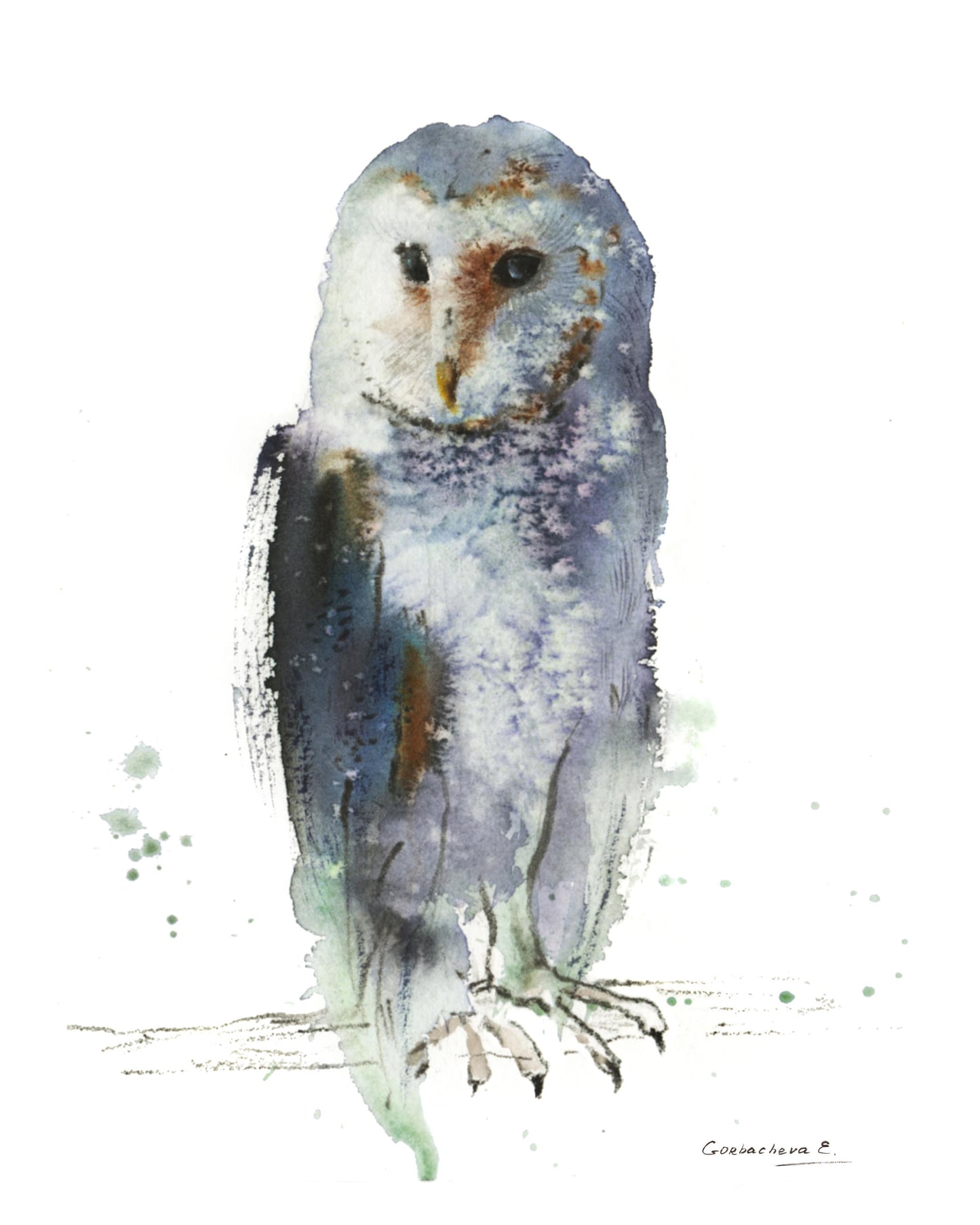 Owl Art Print, Watercolor Gray Owls, Bird Painting, Fine Art Prints, Minimalist Birds, Canvas Print, Living Room Decor