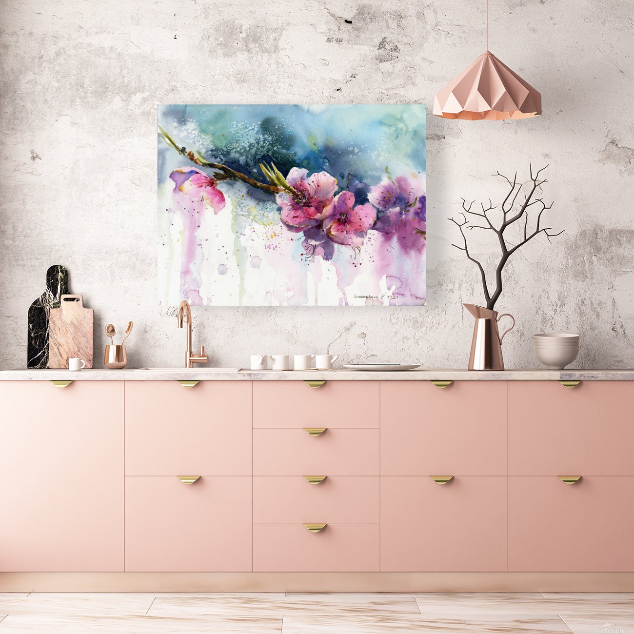 Pink Flower Art Print, Original Botanical Watercolor, Home Accent, Unique Housewarming Gift