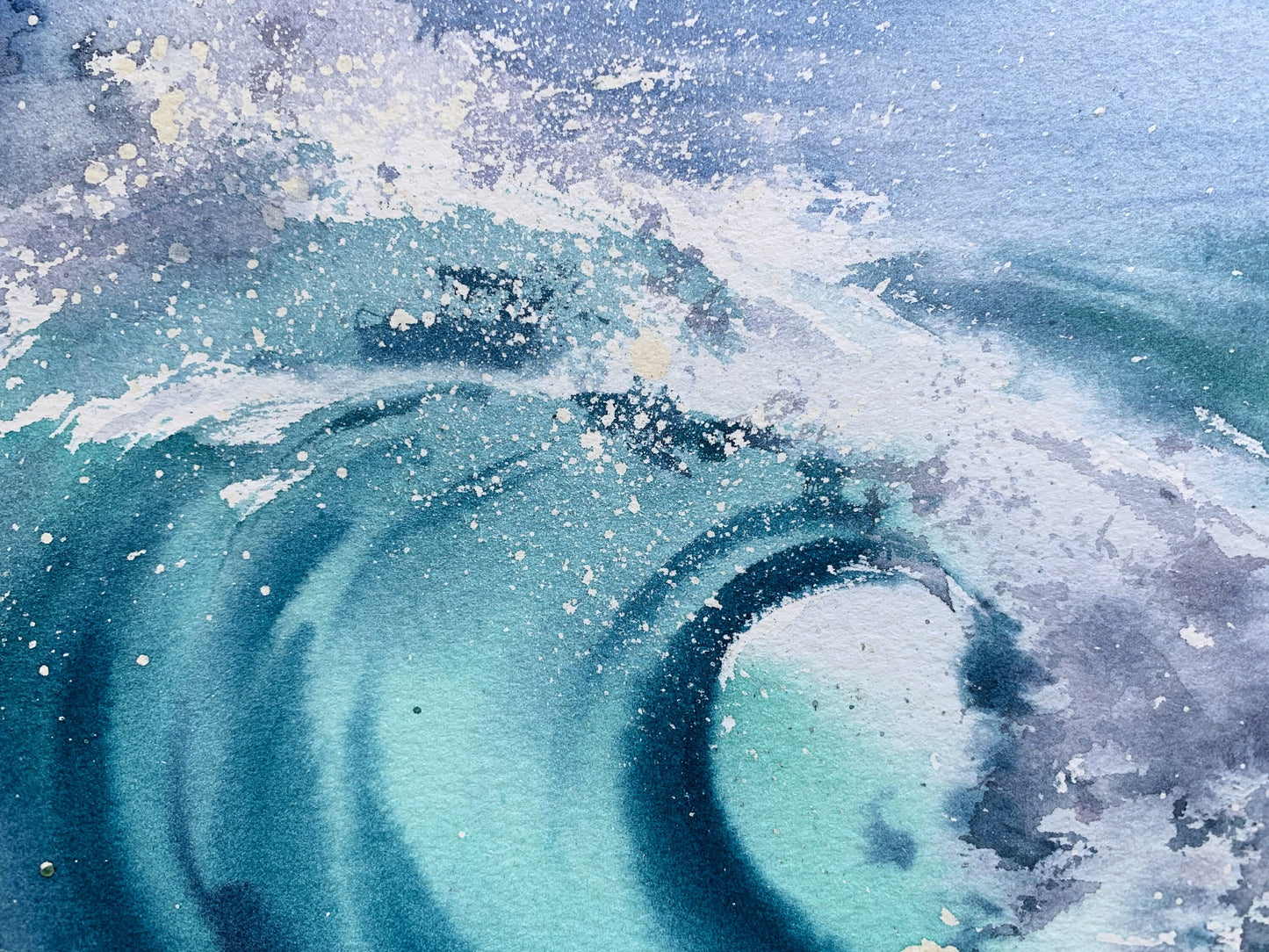 Ocean Wave Painting, Watercolor Original, Blue Sea Waves, Beach Wall Decor, Coastal Wall Art, Gift For Him, Sea Coast, Seascape