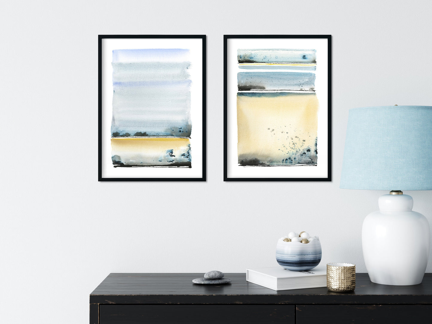 Set of 2 Abstract Beach Prints, White Sand Wall Art, Sea House Decor, Contemporary Ocean Sea Coastal Canvas Art