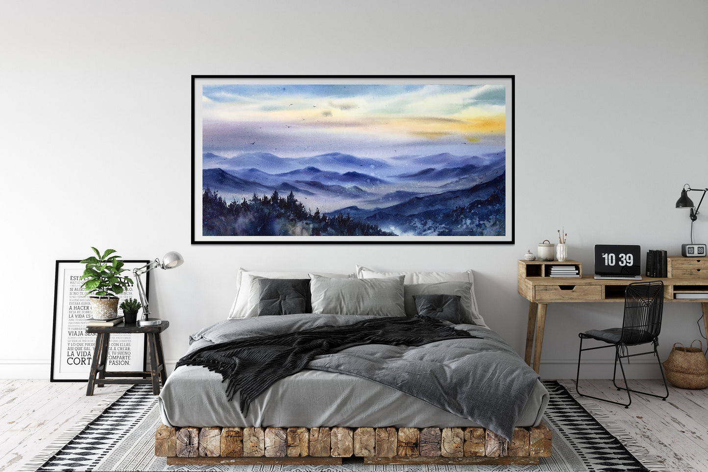 Panorama Art Print, Mountain Panoramic Painting, Nature Art, House Decoration, Contemporary Canvas Prints, Above The Bed Wall Decor