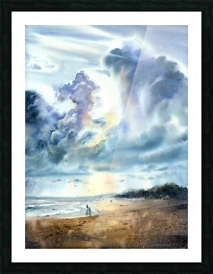 Ocean Art Painting, Clouds Painting, Sea Painting, Living Room Wall on sale Art