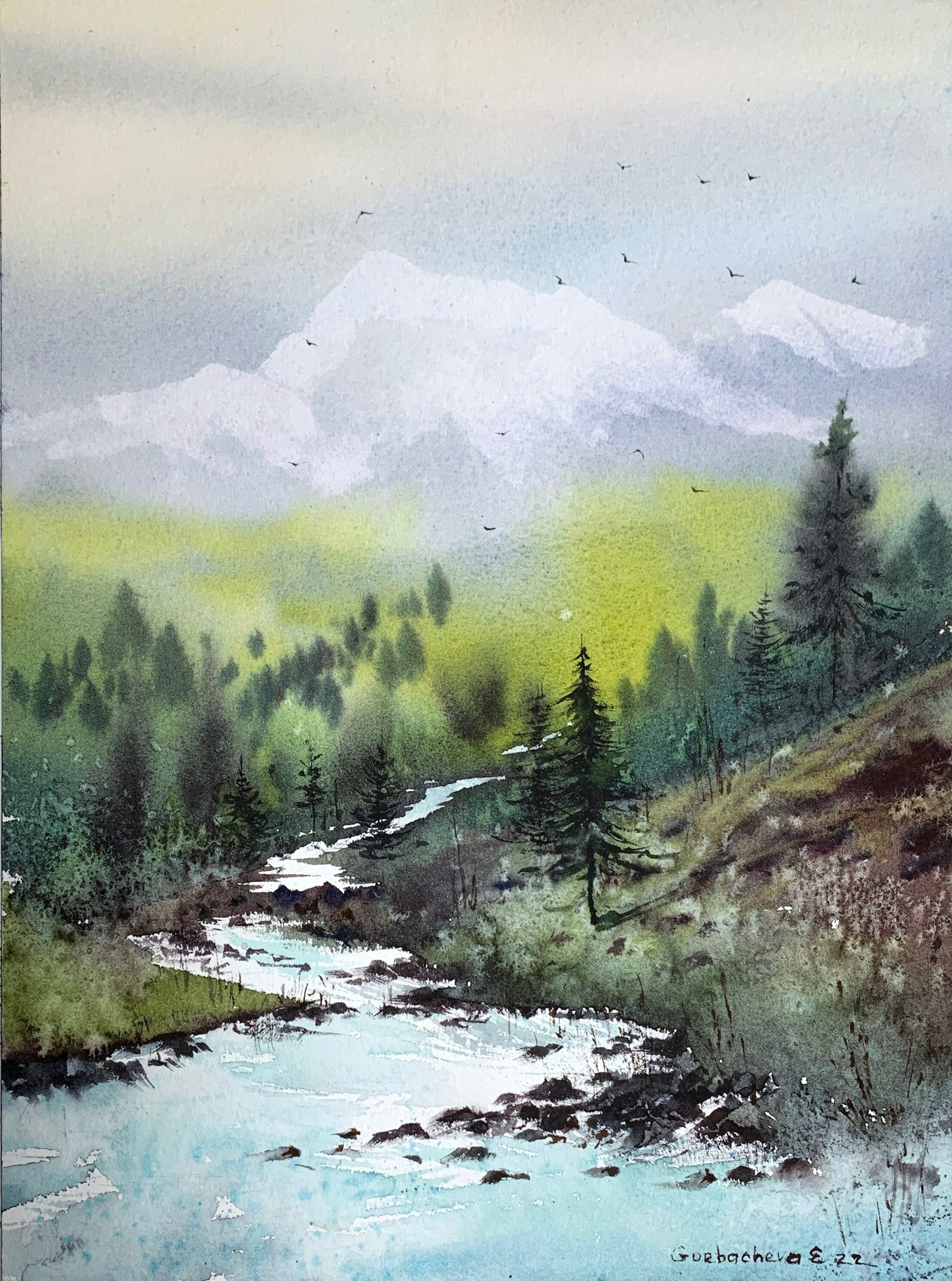 Watercolor high quality painting original