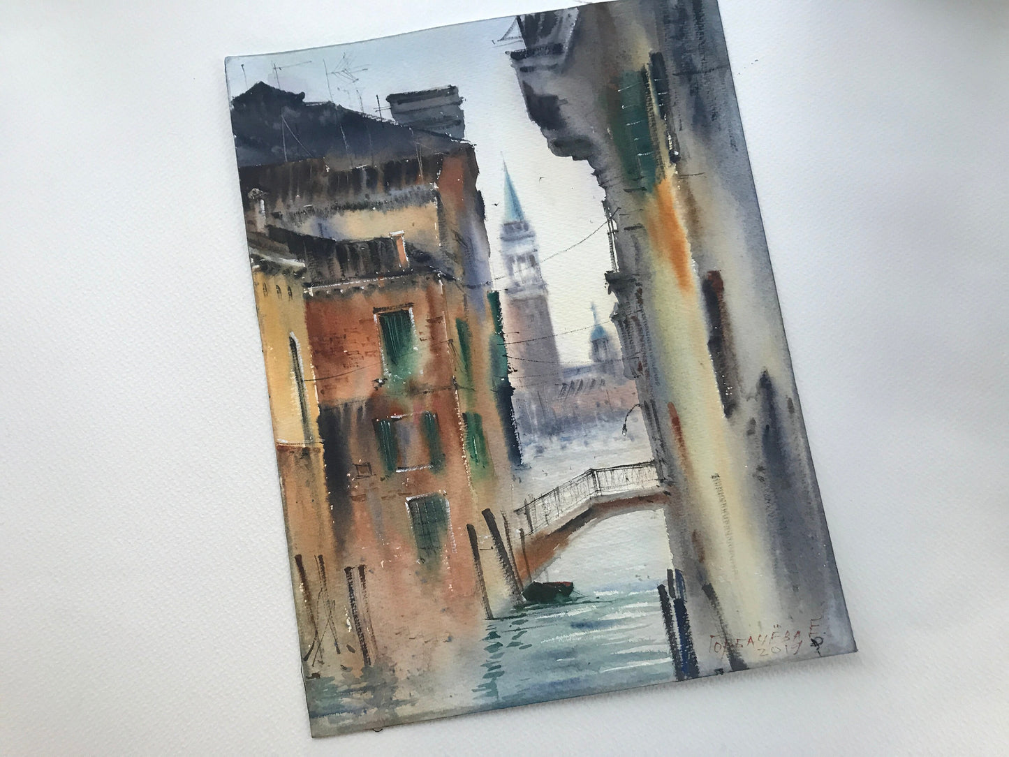 Venice Canal Painting Original Watercolor, Italian City, Italy Travel, Architecture Artdeco, Gondola Wall Art, Gift