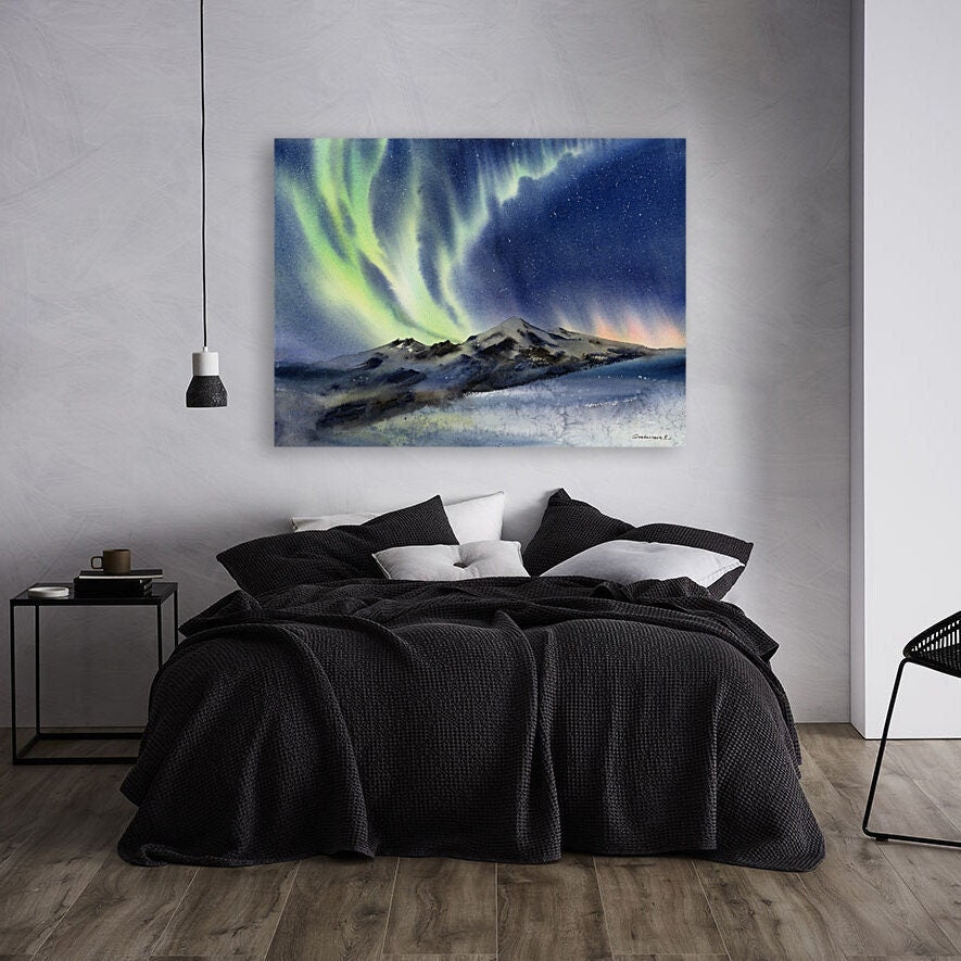 Northern Lights Awesome Pictures Art for Room Wall Polar Lights hotsell Large Wall Decor Aurora Borealis Modern Canvas Art Norway Mountain