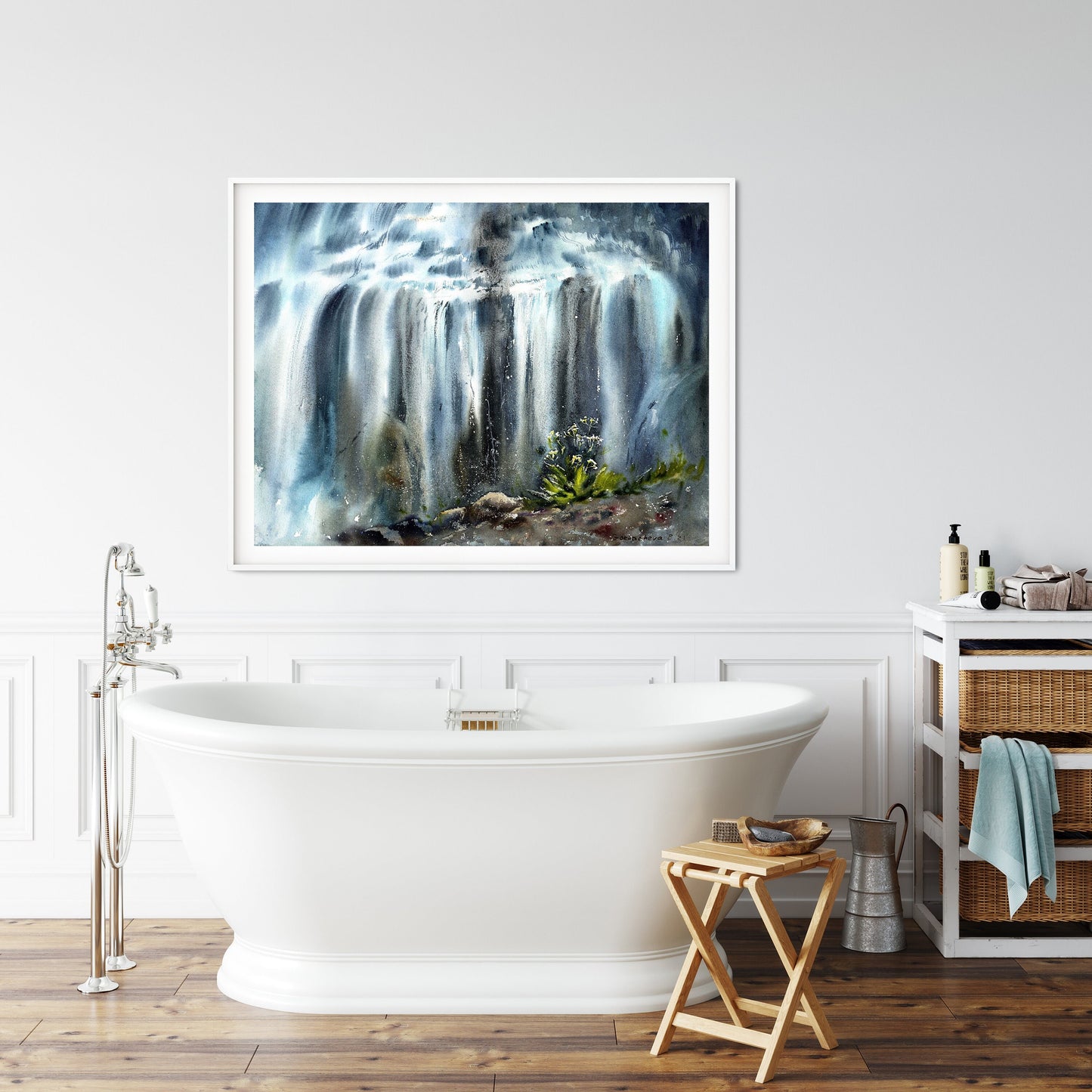 Tropic Waterfall Art Print, Beautiful Nature Landscape Canvas Wall Art Design, Decor for Home & Office Decoration