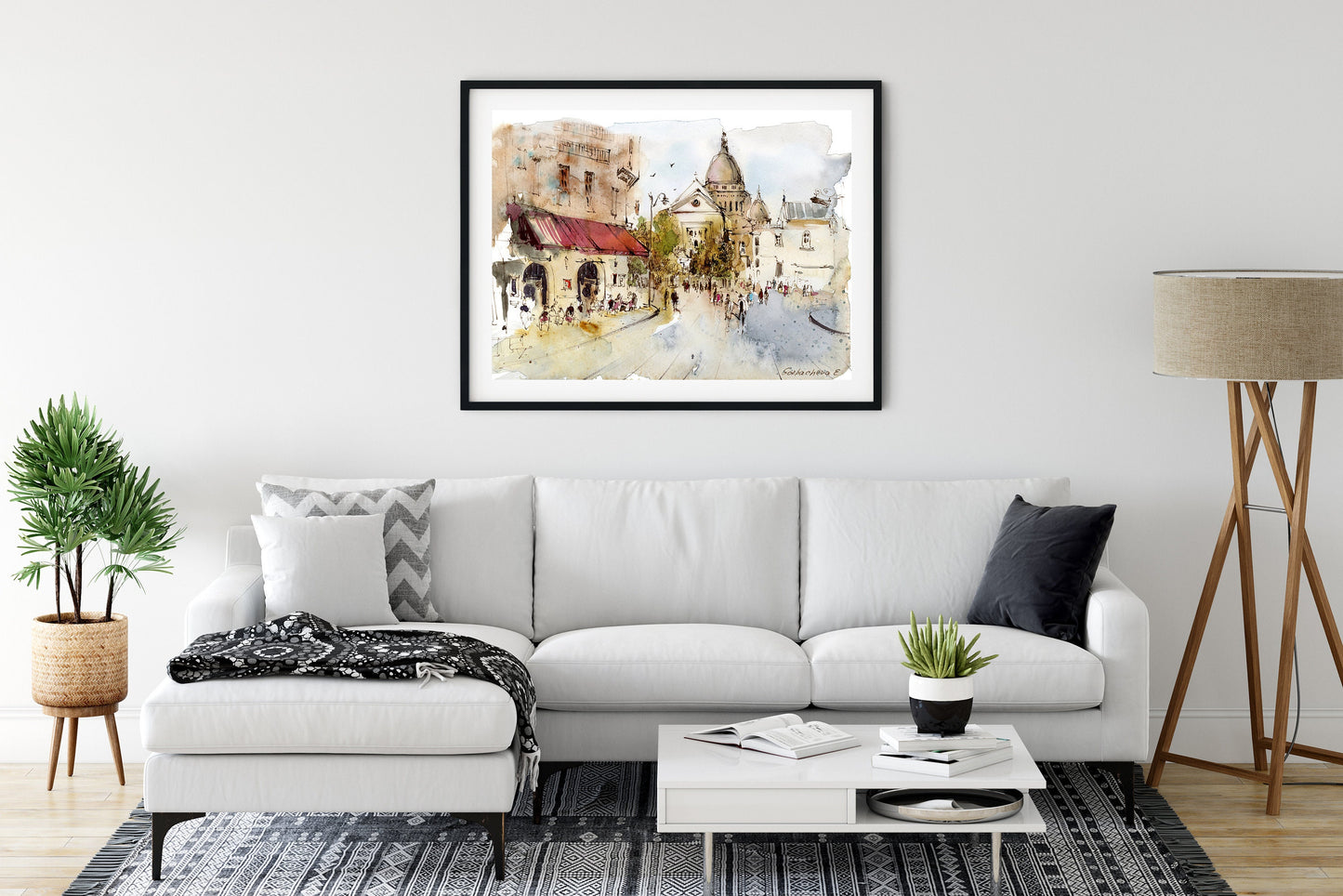 Paris Montmartre Art Print, Europe, France, Modern Architectural Wall Decor, Gift Ideas For Her, French Illustration