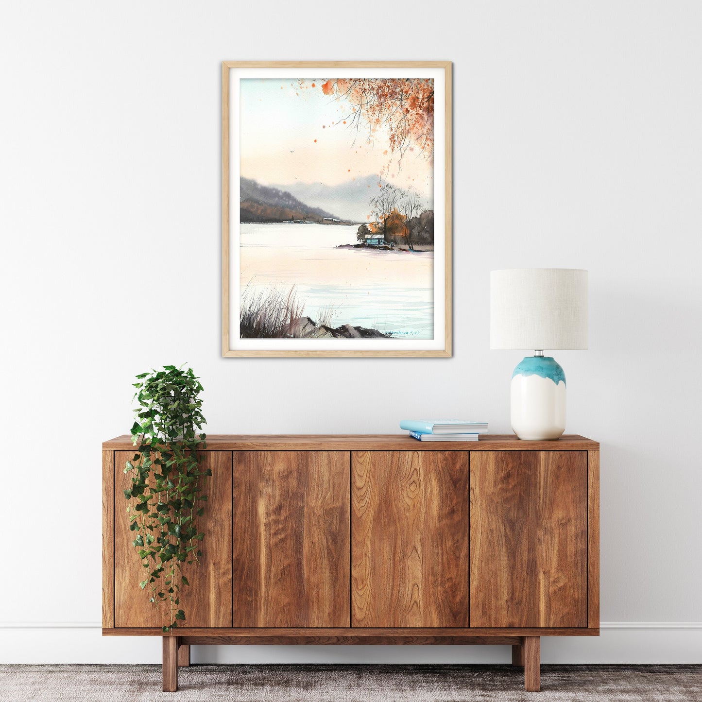 Fall Mountain Art, Nature Giclee Print, Abstract Wall Decor, Landscape Painting on Canvas, Fine Art Print