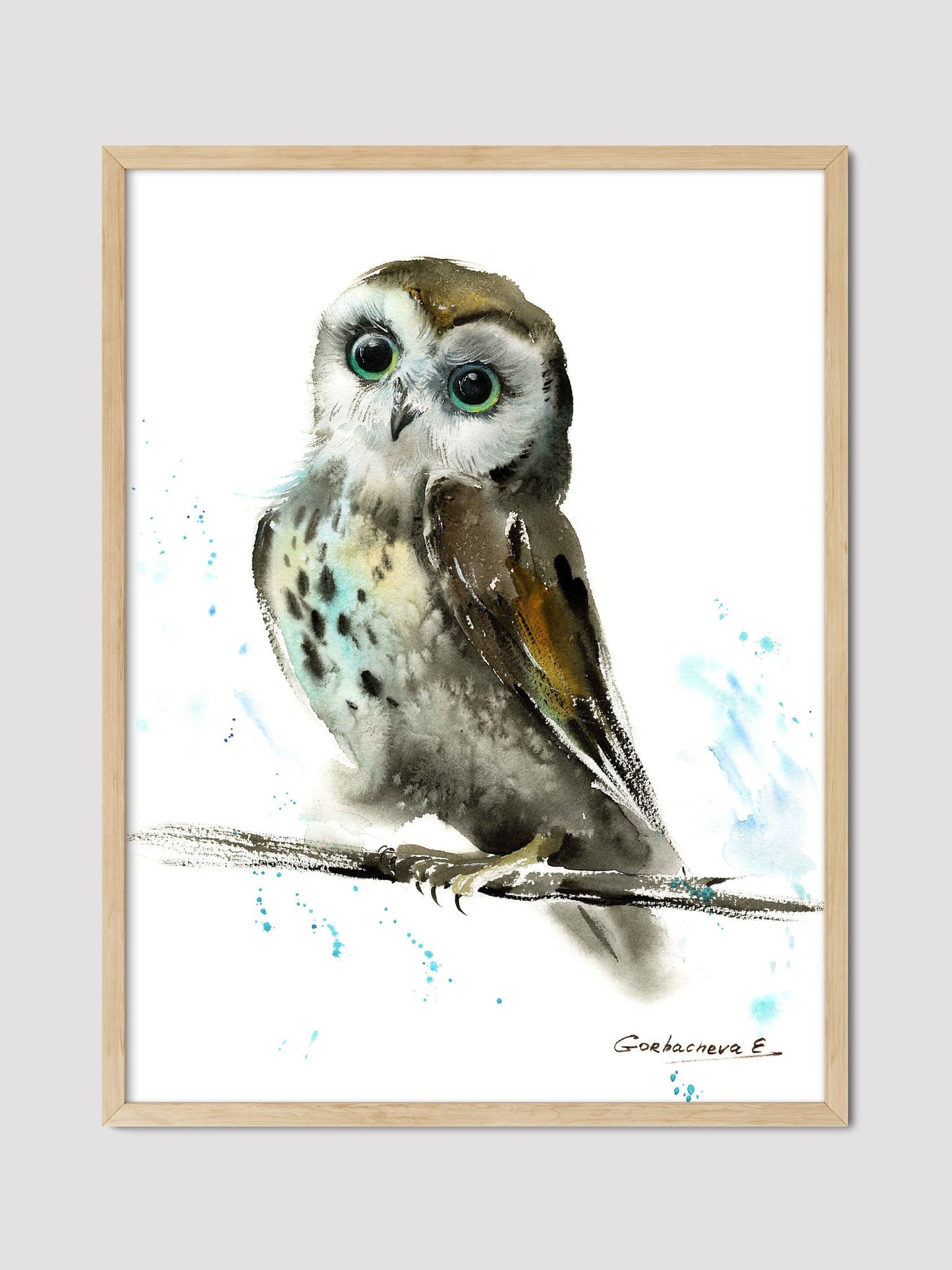 Owl Art Print, Minimalist Bird Painting, Fine Art Prints, Watercolor Owls, Canvas Print, Gift for Bird Lovers, illustration