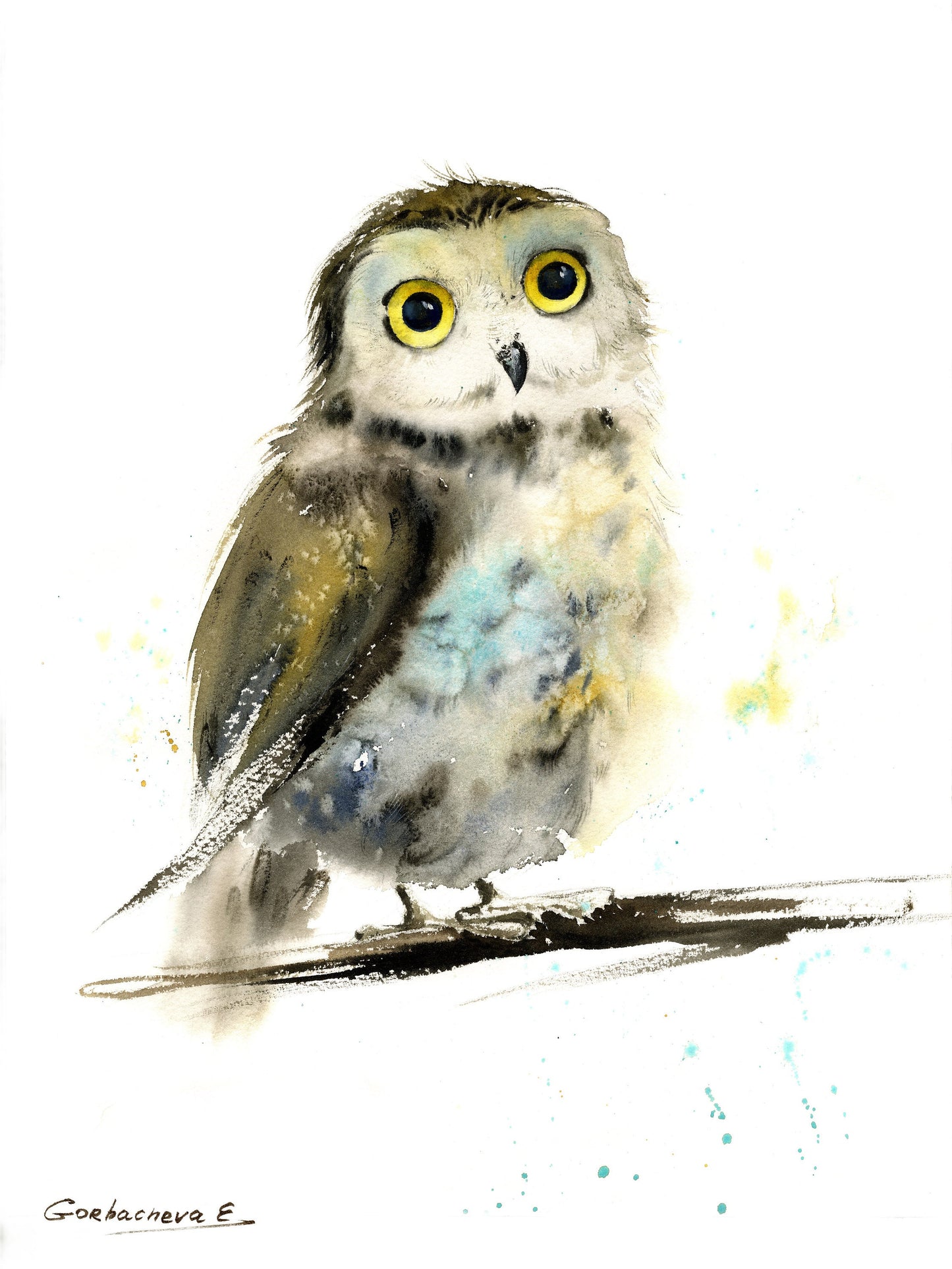 Watercolor Illustration Owl Print, Nursery Art Decor, Wall Decoration, Bird Lovers Art