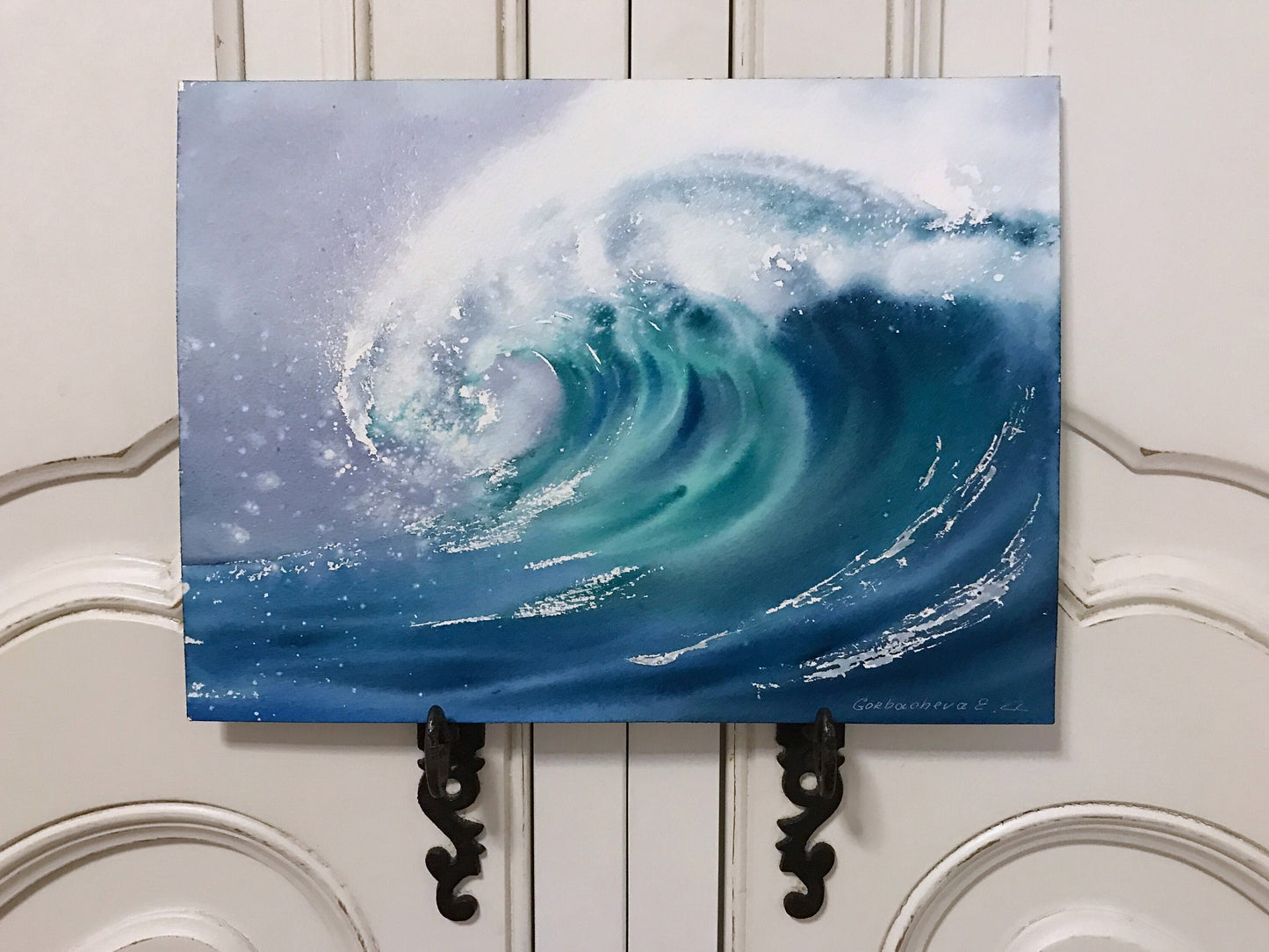 Wave Sea Painting, Original Watercolor Art, Blue Ocean Waves, Coastal Wall Decor, Gift For Her, Sea Coast, Seascape