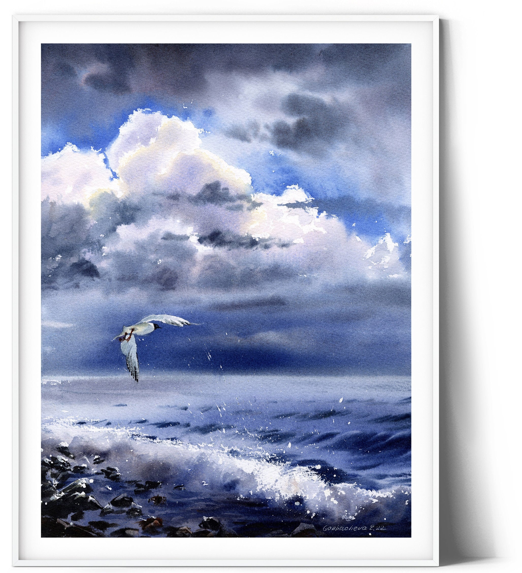 Seagull Wall Art Canvas Print Beach Watercolor Bird outlets Artwork Gull Painting Seashore Picture Beach House Decor Stretched Canvas Seaside Image