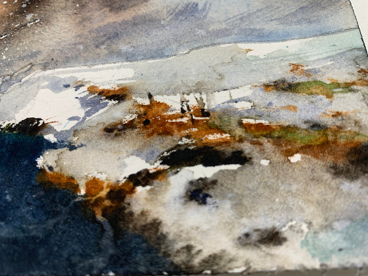 Waterfall Watercolor Original Painting, Nature Art, Icelandic Landscape Artwork, Nordic Wall Decor, Gift For Traveler