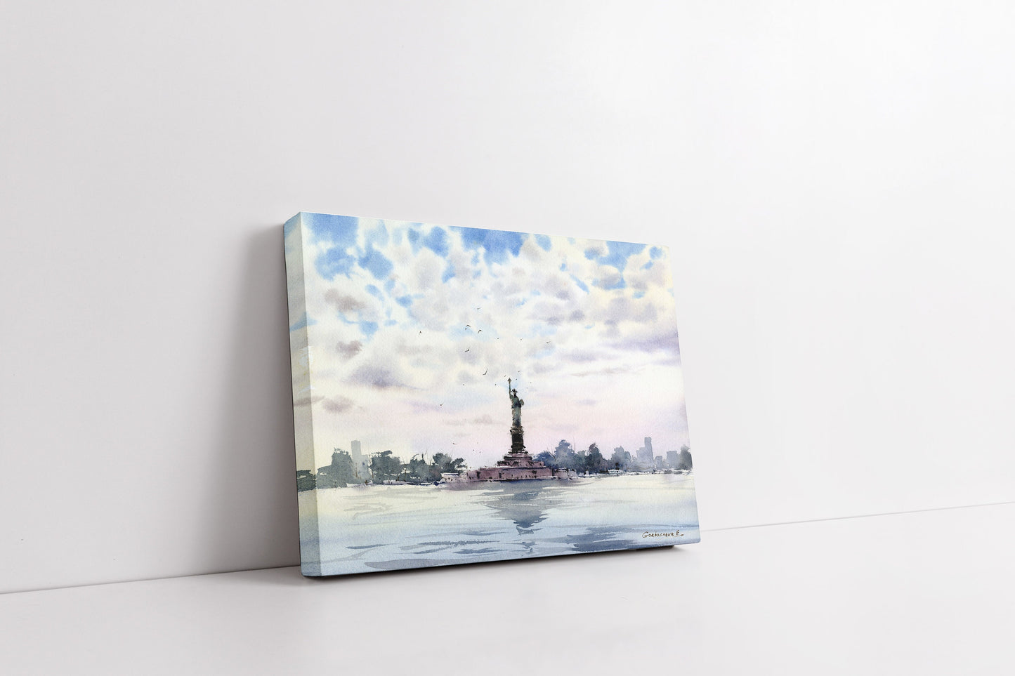 Statue of Liberty Print, New York Wall Art, American Decor, Watercolor Painting, Gift For Independence Day, City Skyline