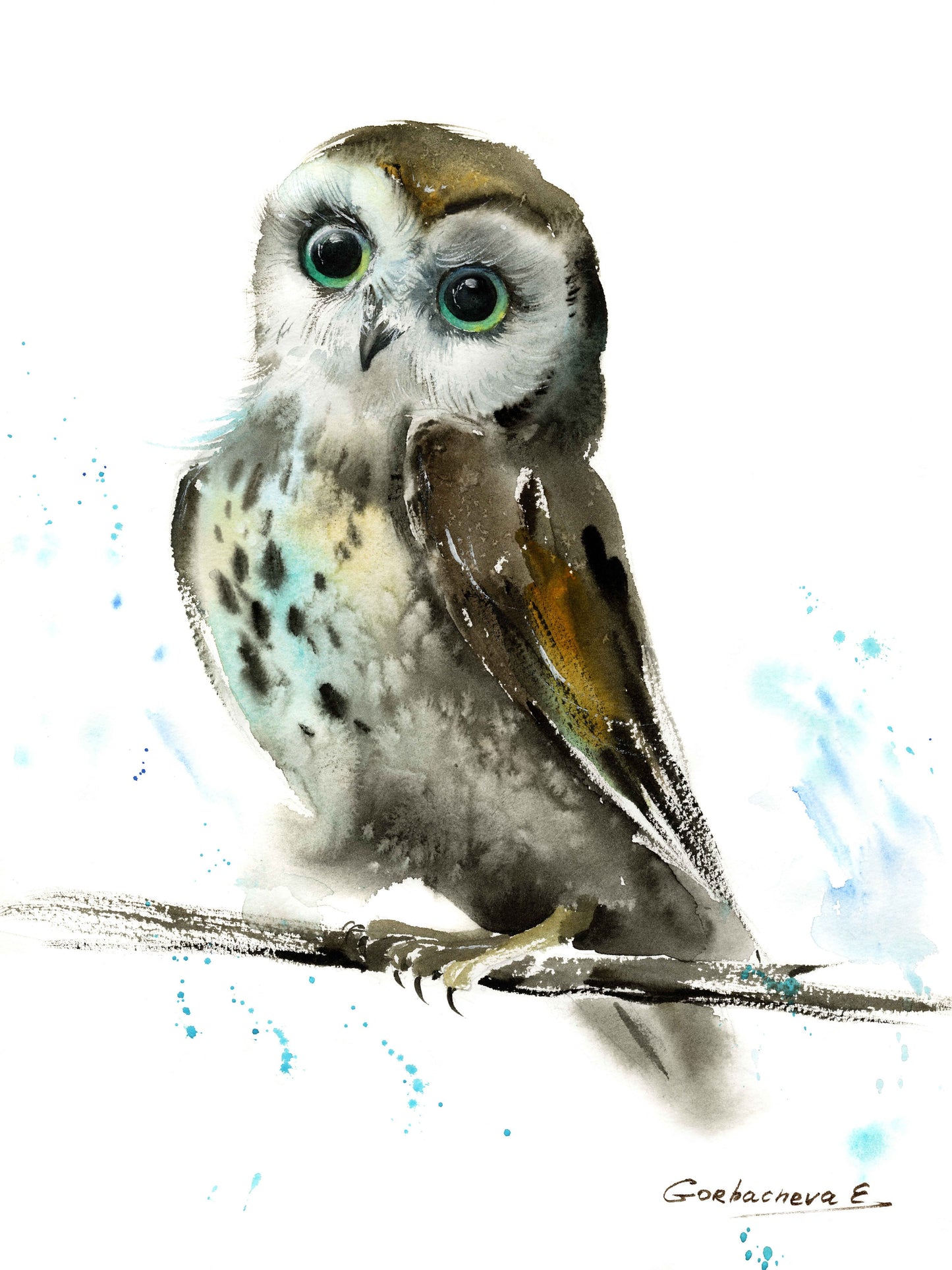 Owl Art Print, Minimalist Bird Painting, Fine Art Prints, Watercolor Owls, Canvas Print, Gift for Bird Lovers, illustration