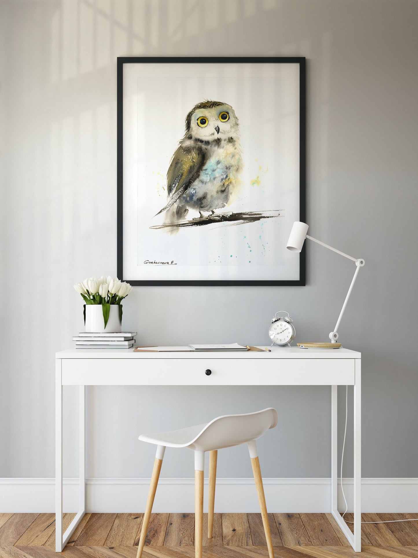 Watercolor Illustration Owl Print, Nursery Art Decor, Wall Decoration, Bird Lovers Art