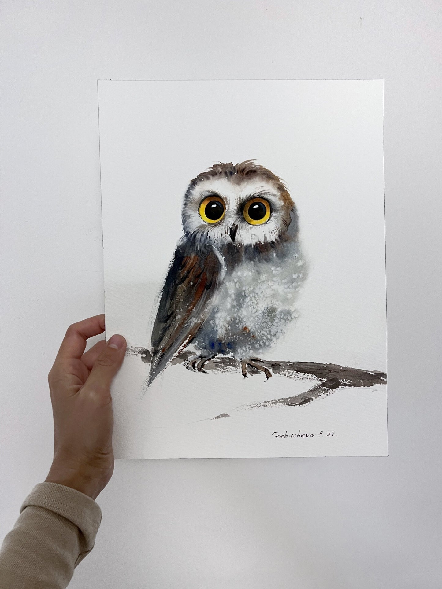 Original Owl Painting, Watercolor Art, Owl Nursery Art, Boy Room Decor, Wall Art Nursery, Gift For Mom
