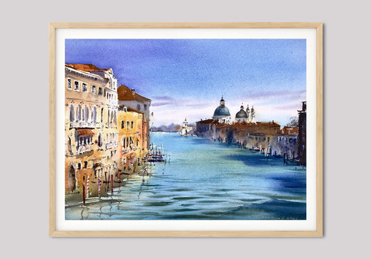 Venice Art Print, Travel Wall Art Decor, Grand Canal Painting, Watercolor Gondola, Italy Modern Fine Art Poster
